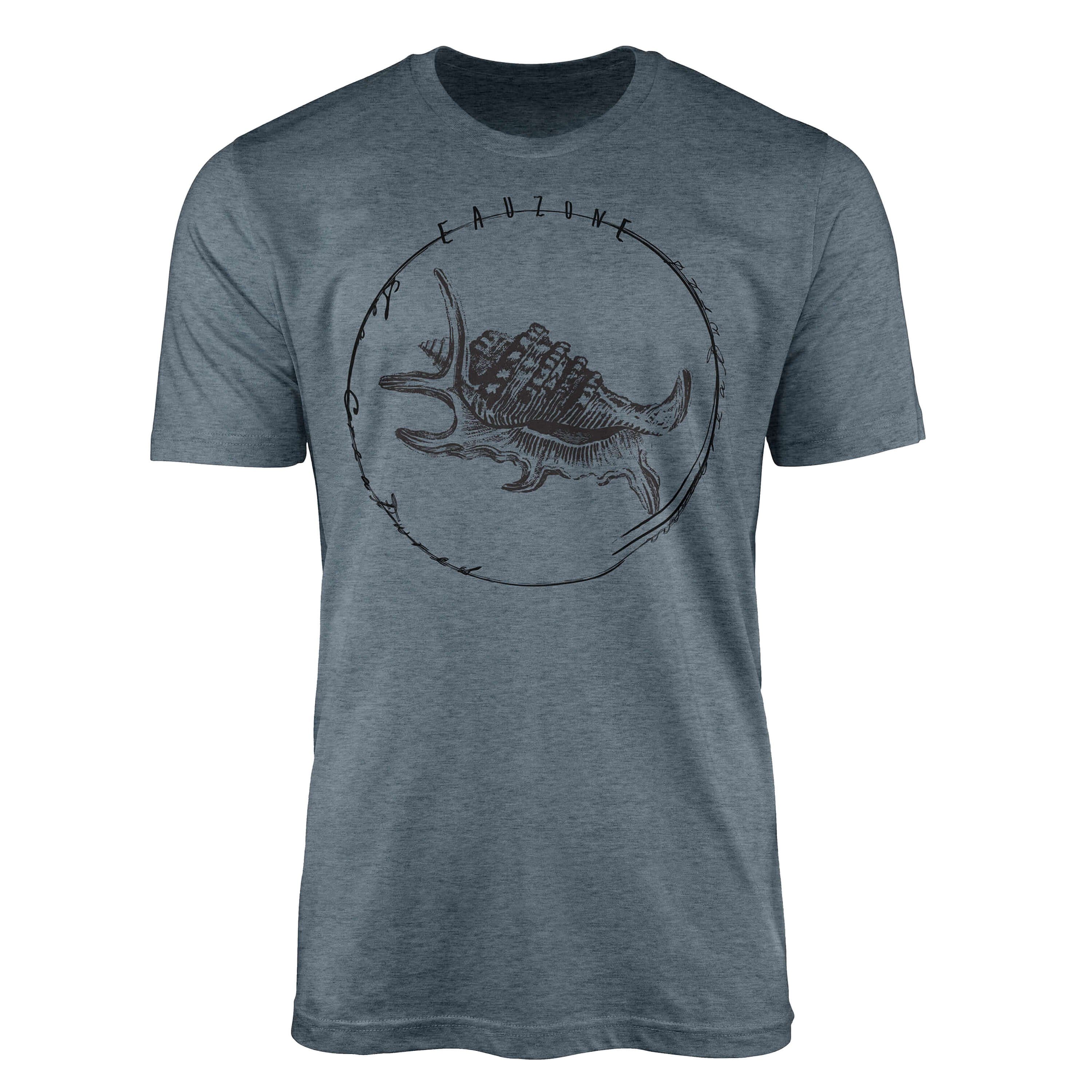 Art T-Shirt Sea Sea Fische - und Creatures, 068 / feine sportlicher Serie: Schnitt Tiefsee Sinus T-Shirt Struktur Indigo