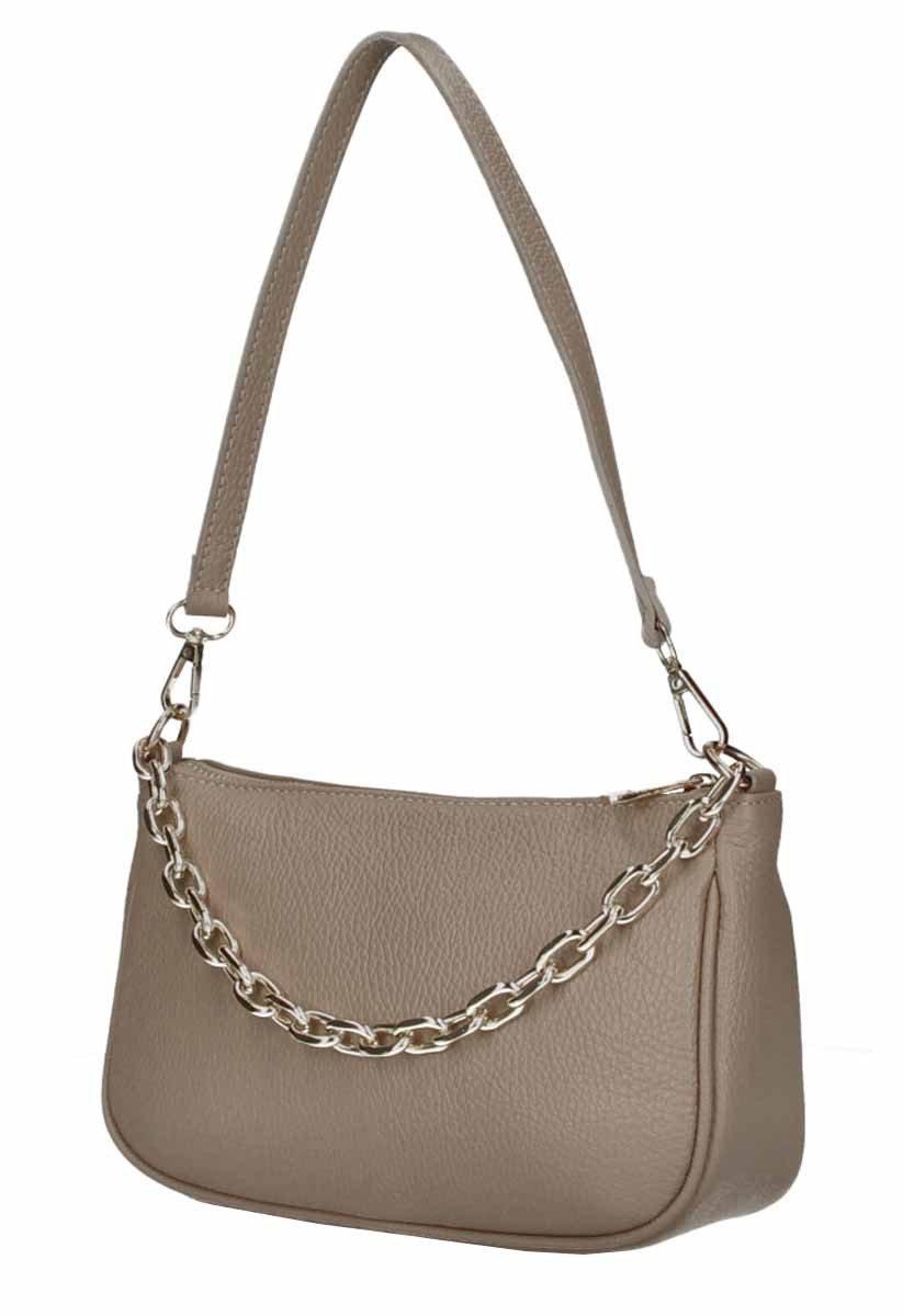 Schultertasche Made in Italy DAMEN LEDER TASCHE Pochette mit Kette CrossOver City Bag