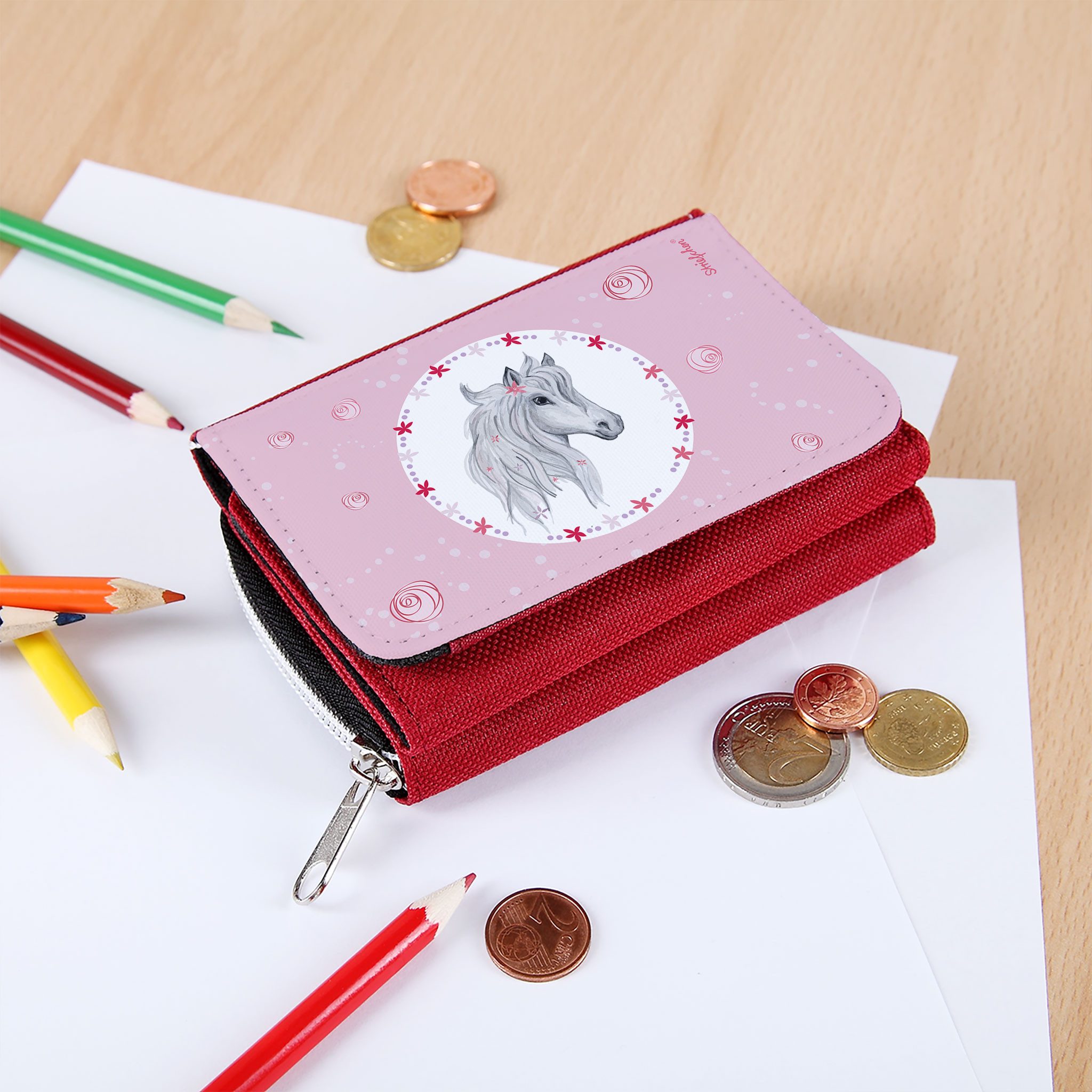 Striefchen Geldbörse für Mädchen mit schönen Motiven in Rosa