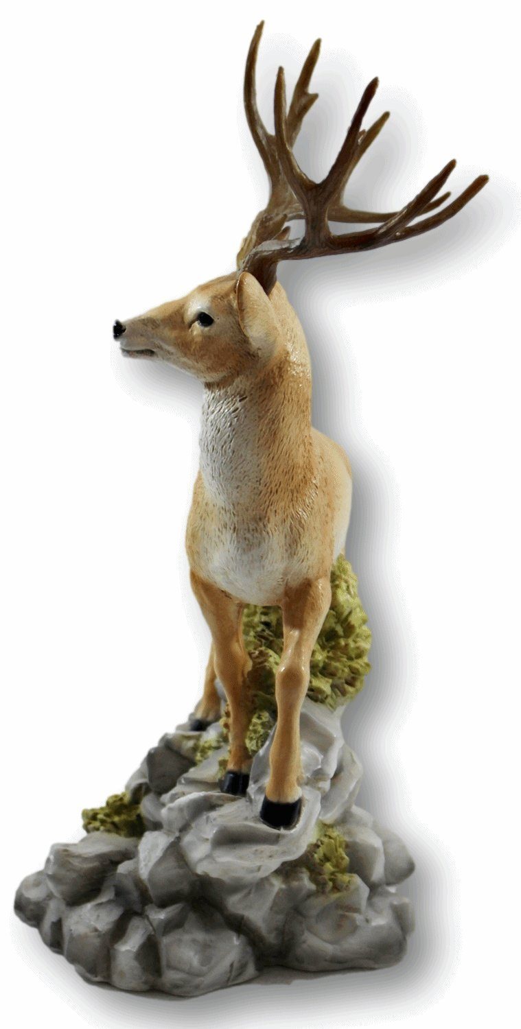 Kollektion Tierfigur Hirsch stehend Tierfigur auf Castagna aus Resin Felsen Castagna cm 37 Dekofigur Wildrot H