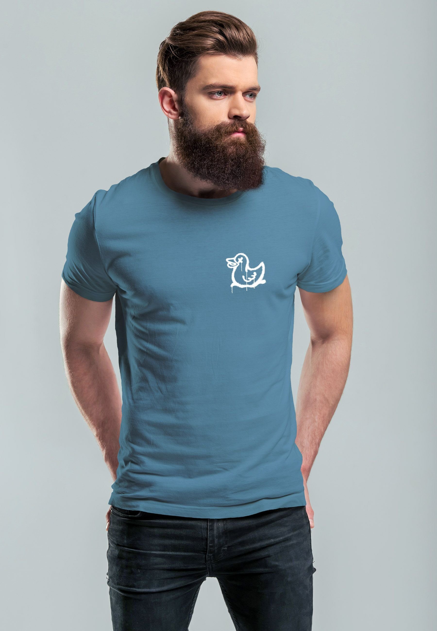 Ente Drippy Style Stre Print-Shirt Print blue Fashion stone mit Duck T-Shirt Neverless Printshirt Graffiti Herren