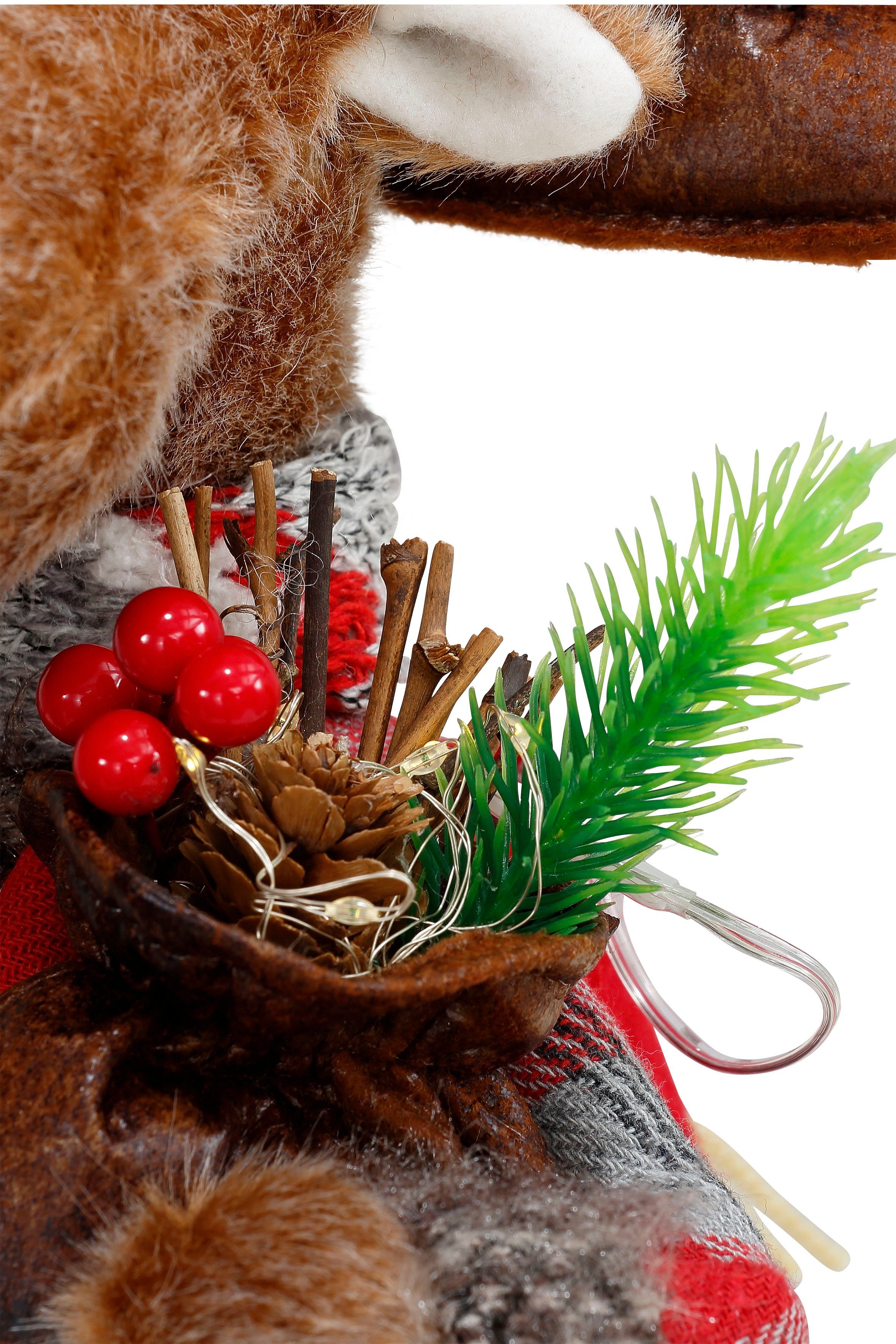 BONETTI LED Dekofigur Weihnachtsdeko, LED fest integriert, Warmweiß, Rentiere mit Skiern in der Hand, 2er Set – Bild 4 von 5