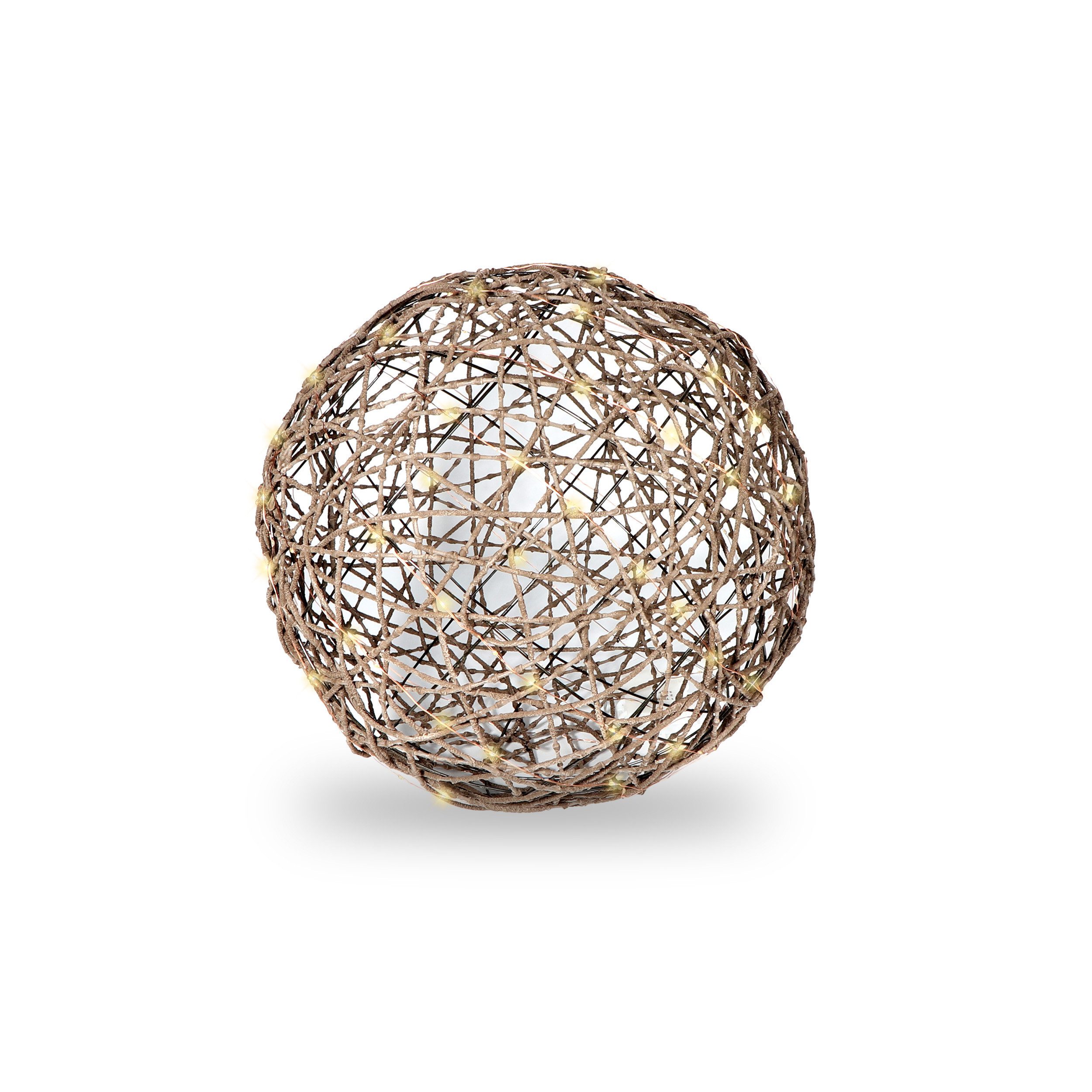 Gartenpirat LED-Dekofigur Rattan Optik Kugel LED Kupferdraht-Lichterkette Batterie Timer