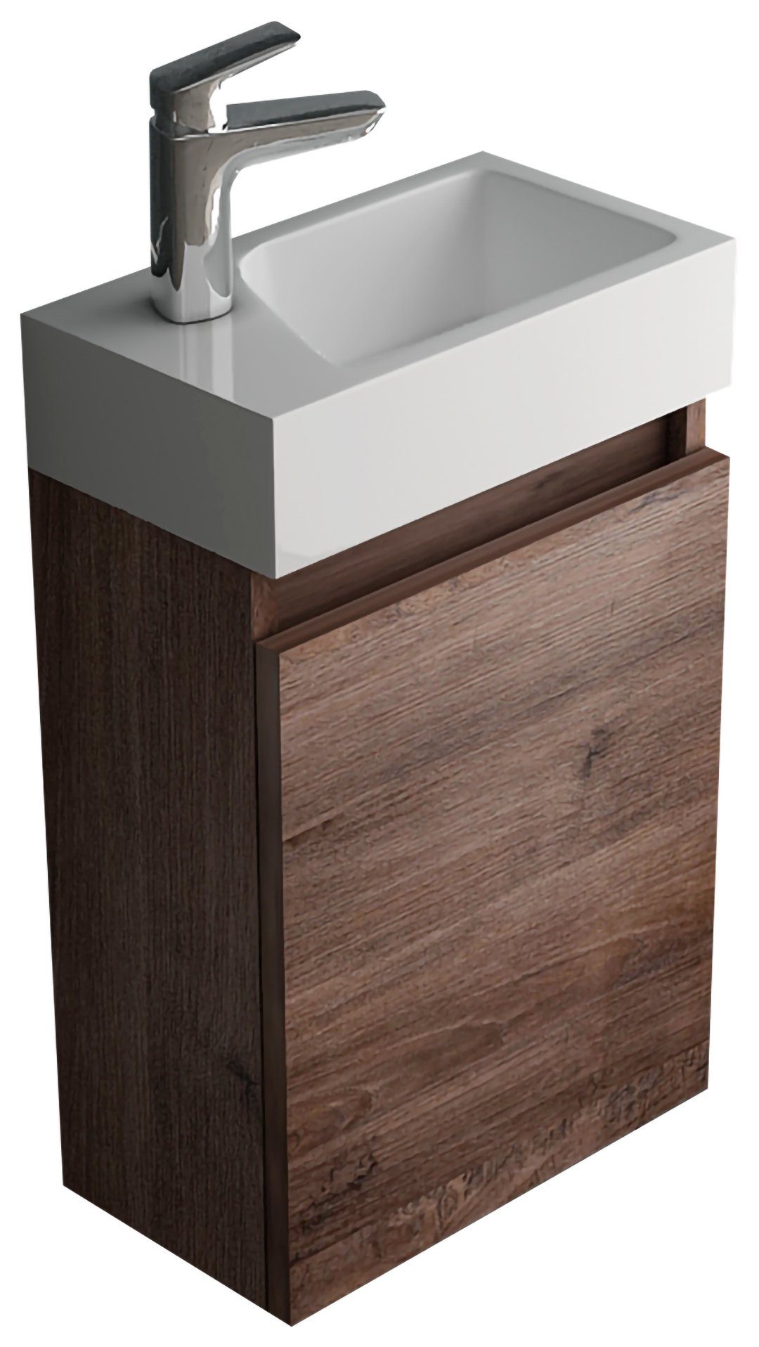 Badezimmerschrank 40 Cm Mit Waschbecken – Komplett-Set Für Gäste-WC & Kleine Bäder, Inkl. Unterschrank & Platte (Golden Sand)