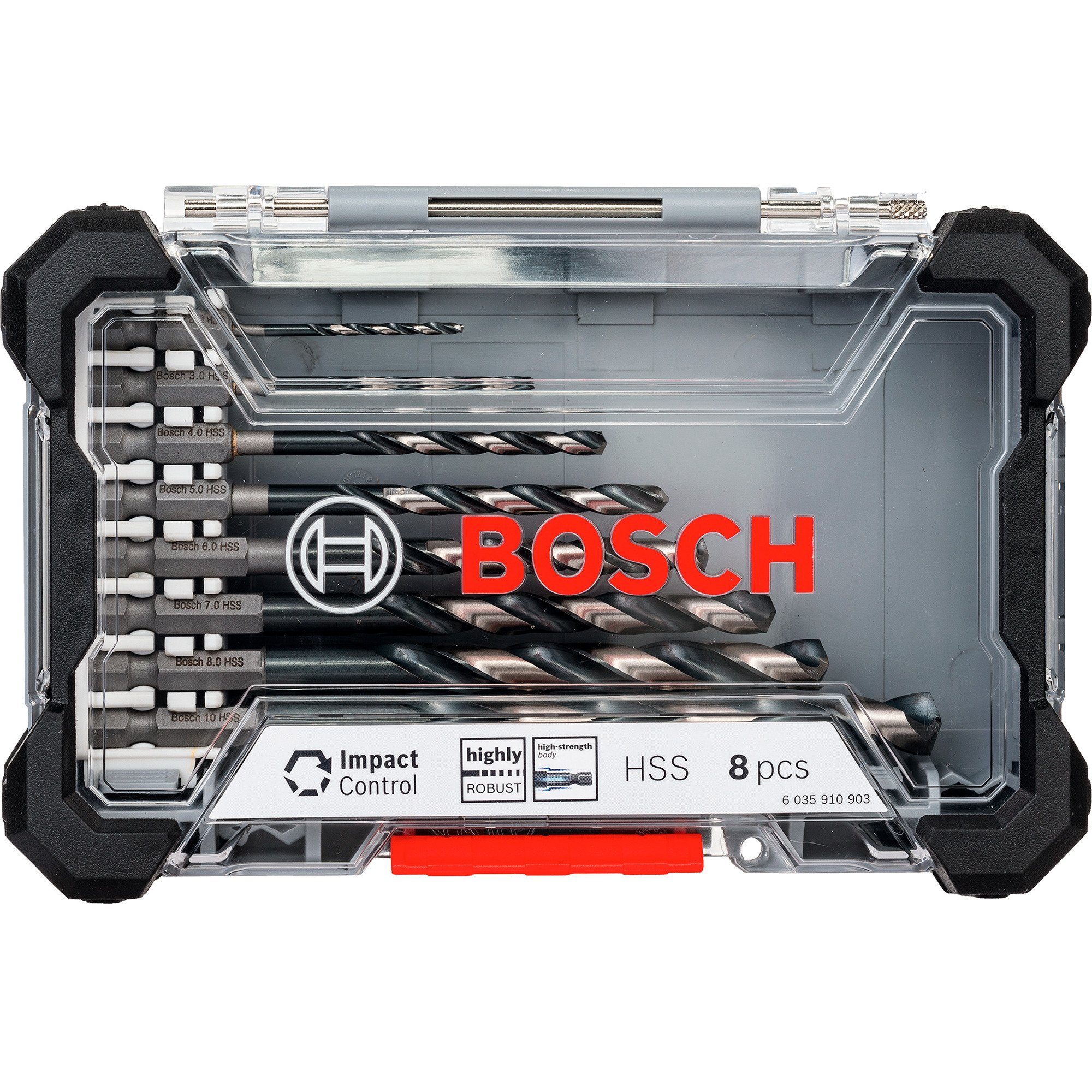 Bosch Professional 2 Materialeignung: 133 mm Acrylglas (bei Metall, (Set, Kunststoff, Bohrer), 8-tlg), bis Control Blech, (10 Länge HSS, mm Bohrer) Gusseisen, Bohrersatz mm Impact 60 mm