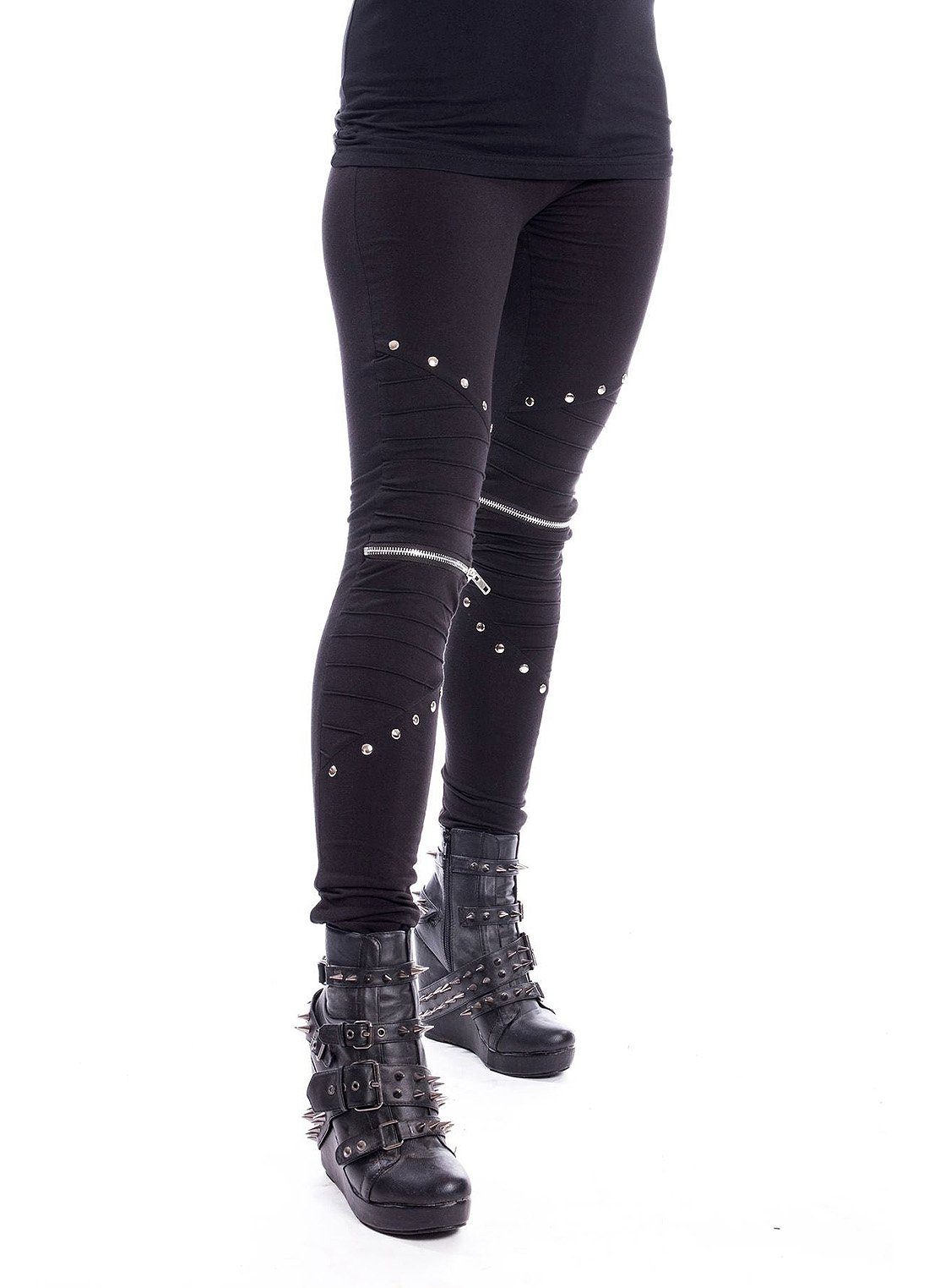 Vixxsin Leggings Wind Industrial Goth Metal Nieten Deko Zipper