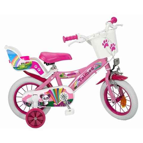 Toimsa Bikes Kinderfahrrad 12 Zoll Kinder Mädchen Fahrrad Kinderfahrrad Pink Rad Bike Fantasy, 1 Gang, Puppensitz, Korb, Stützräder