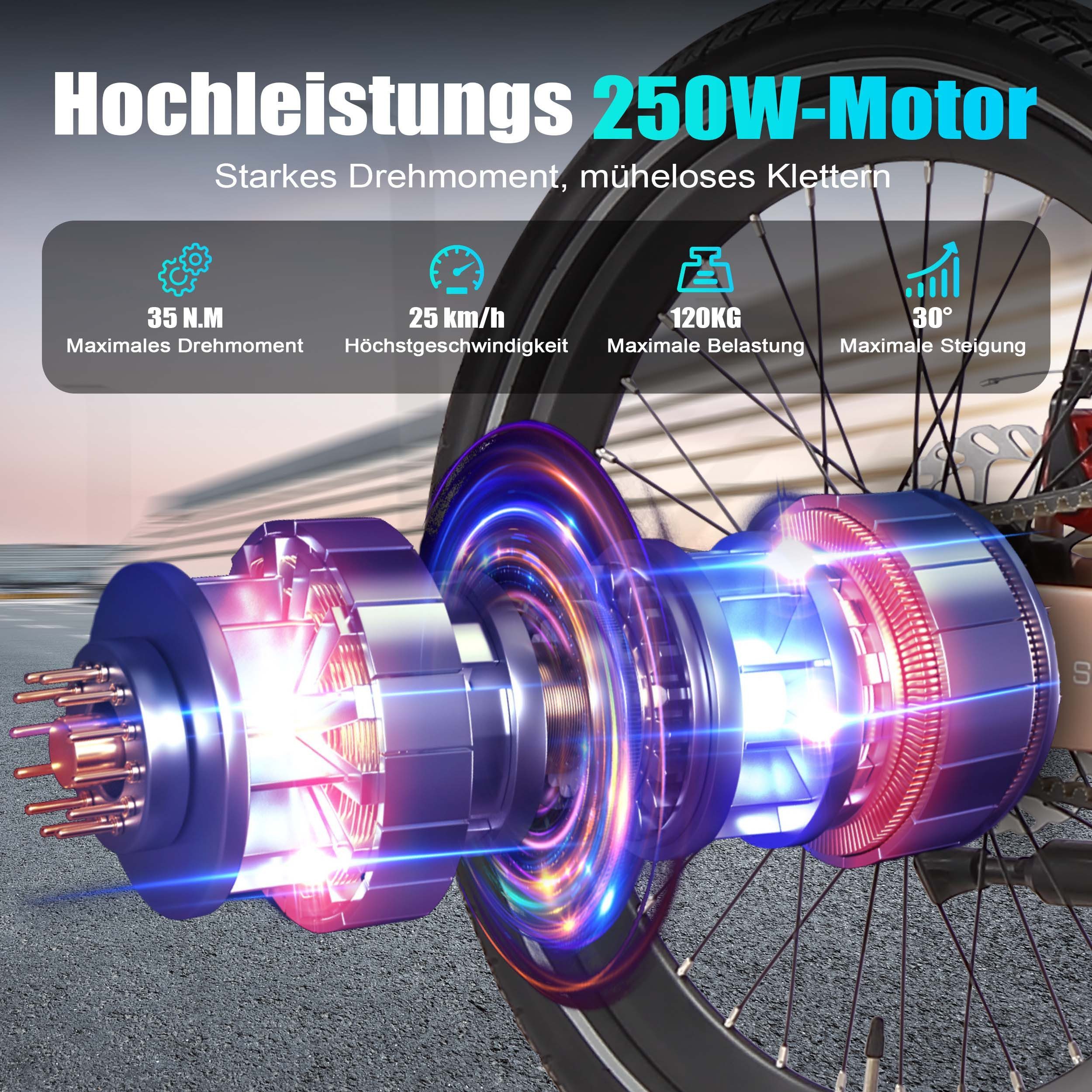 Vankel E-Bike Cityrad Smart 30 E-Fahrrad Damen u. Herren 345WH Pedelec, 36V 70 km Reichweite, Heckmotor, 345 Wh, Pedelec, Elektrofahrrad