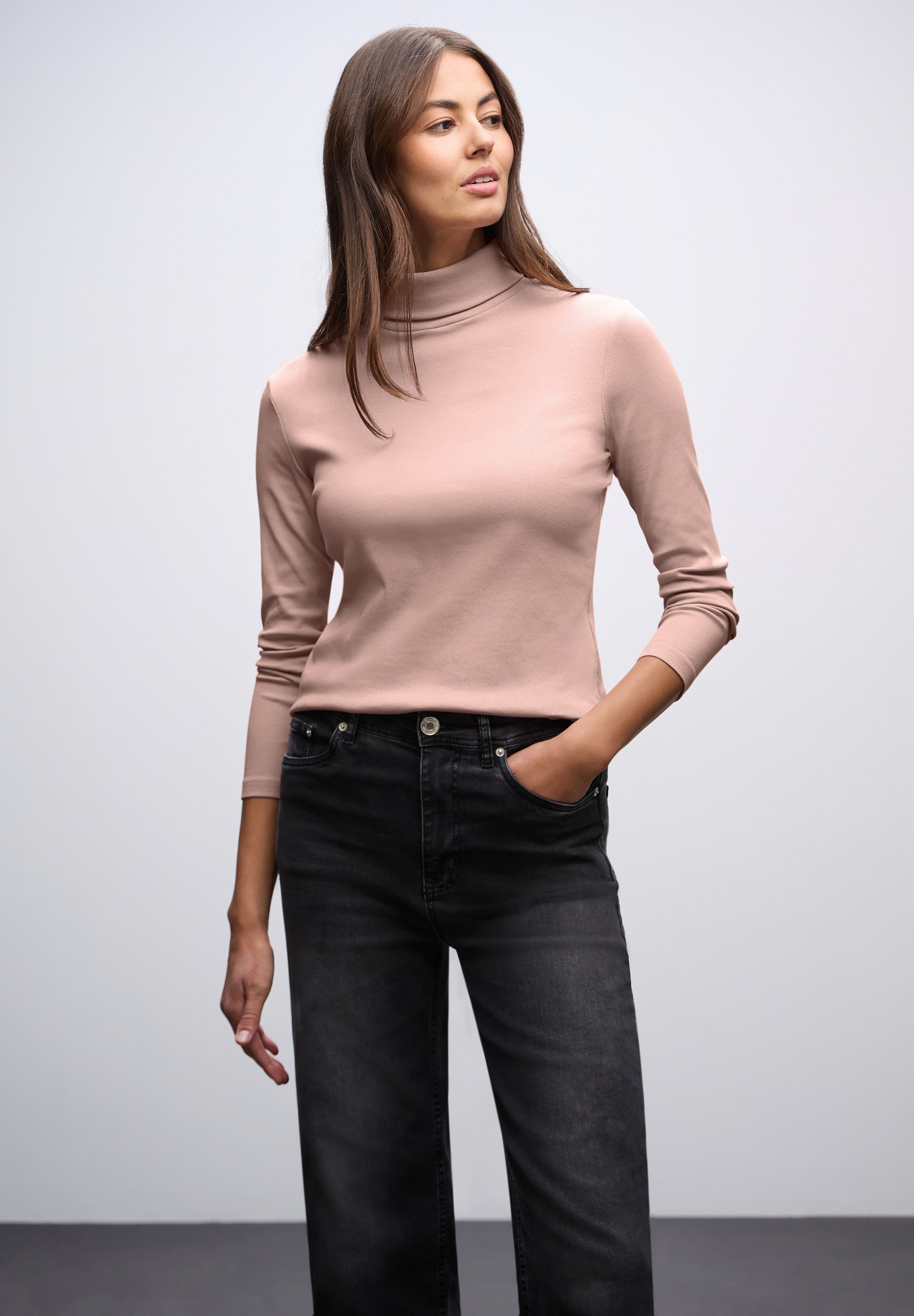 STREET ONE Langarmshirt mit Rippstrick-Struktur