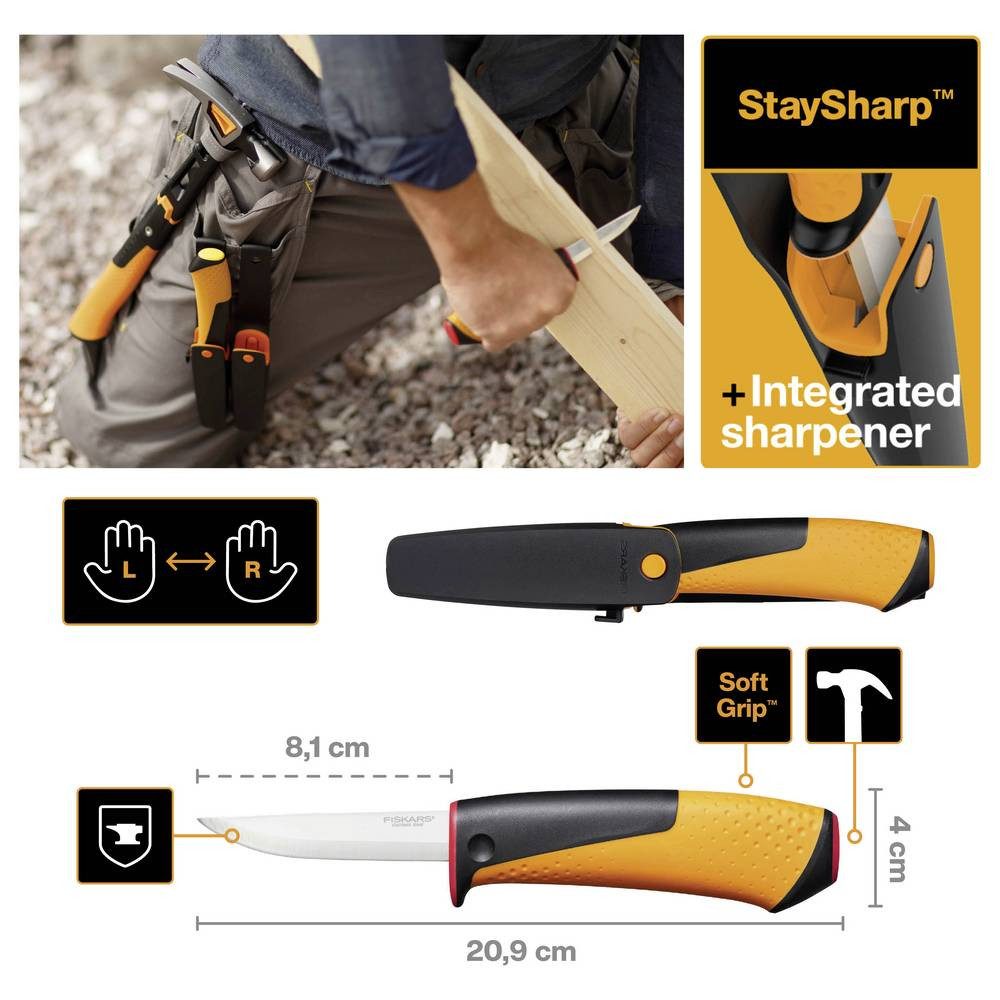 Fiskars Allzweckmesser 1023620 Allzweckmesser Klingenlänge 81 mm