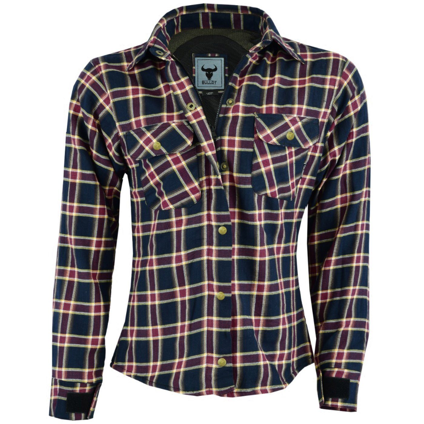 BULLDT Motorradjacke BLD1200 (mit 4 CE-Protektoren) Damen Motorradhemd Lumberjack Hemd Futter aus Aramid-Kevlar-Fasern