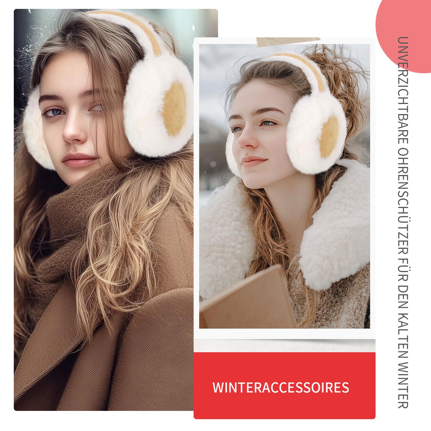 Refttenw Ohrenwärmer Winter Plüsch Ohrenschützer, Leicht und Faltbar für Damen Mädchen