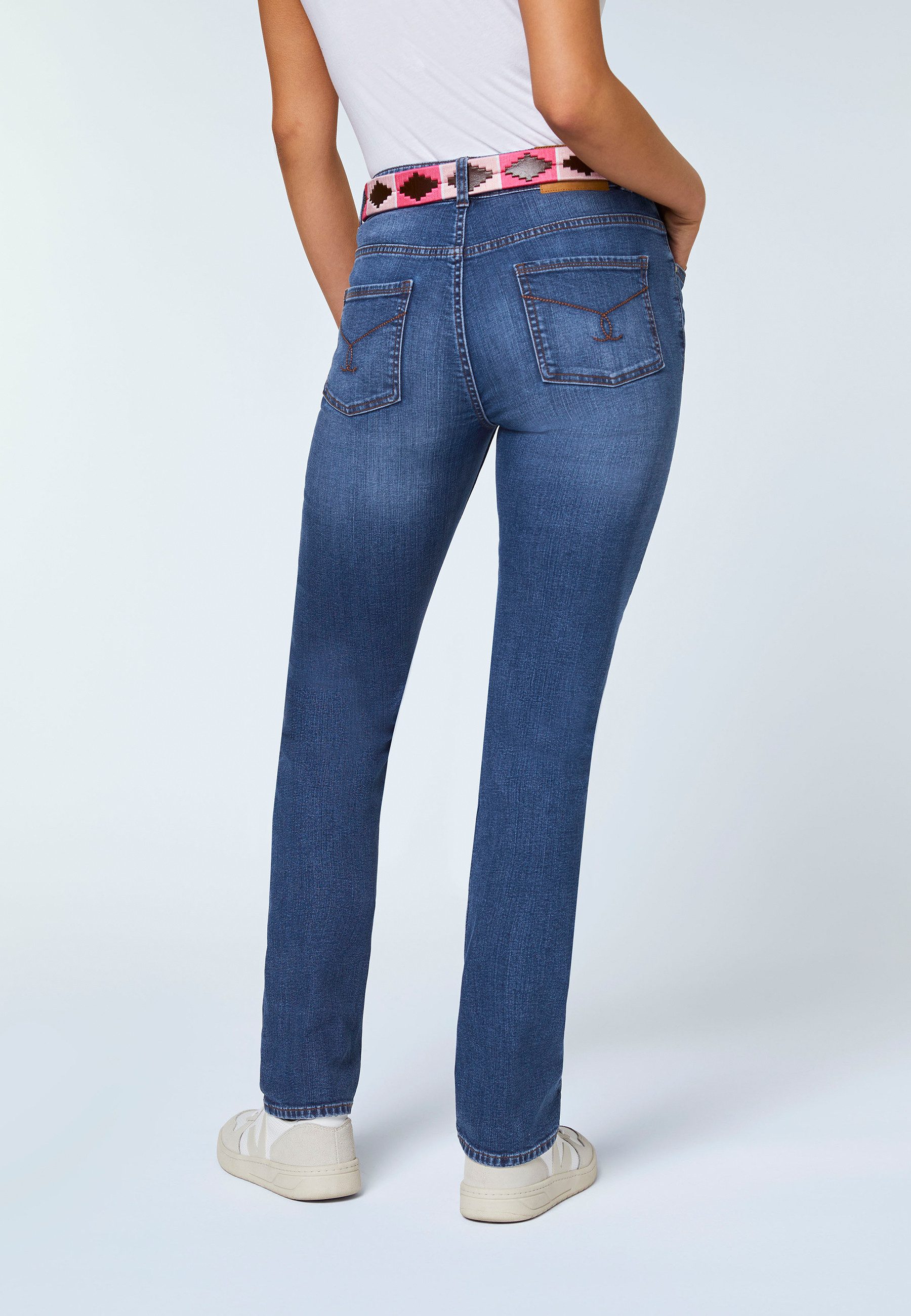 Polo Sylt Straight-Jeans mit dezenter Waschung und Stretch (1-tlg)