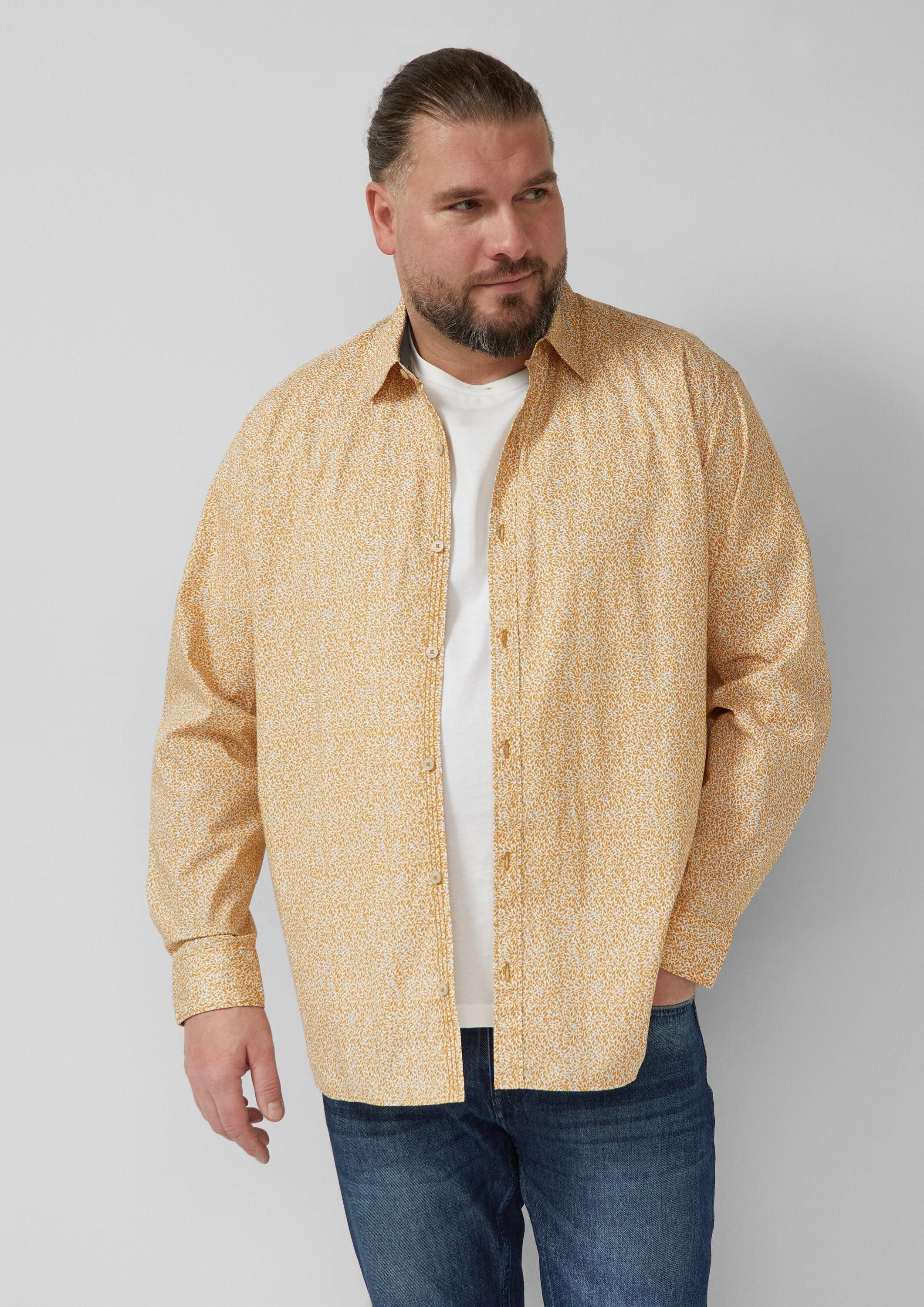 s.Oliver Langarmhemd Hemd Hemd aus Baumwollstretch mit All-over-Print