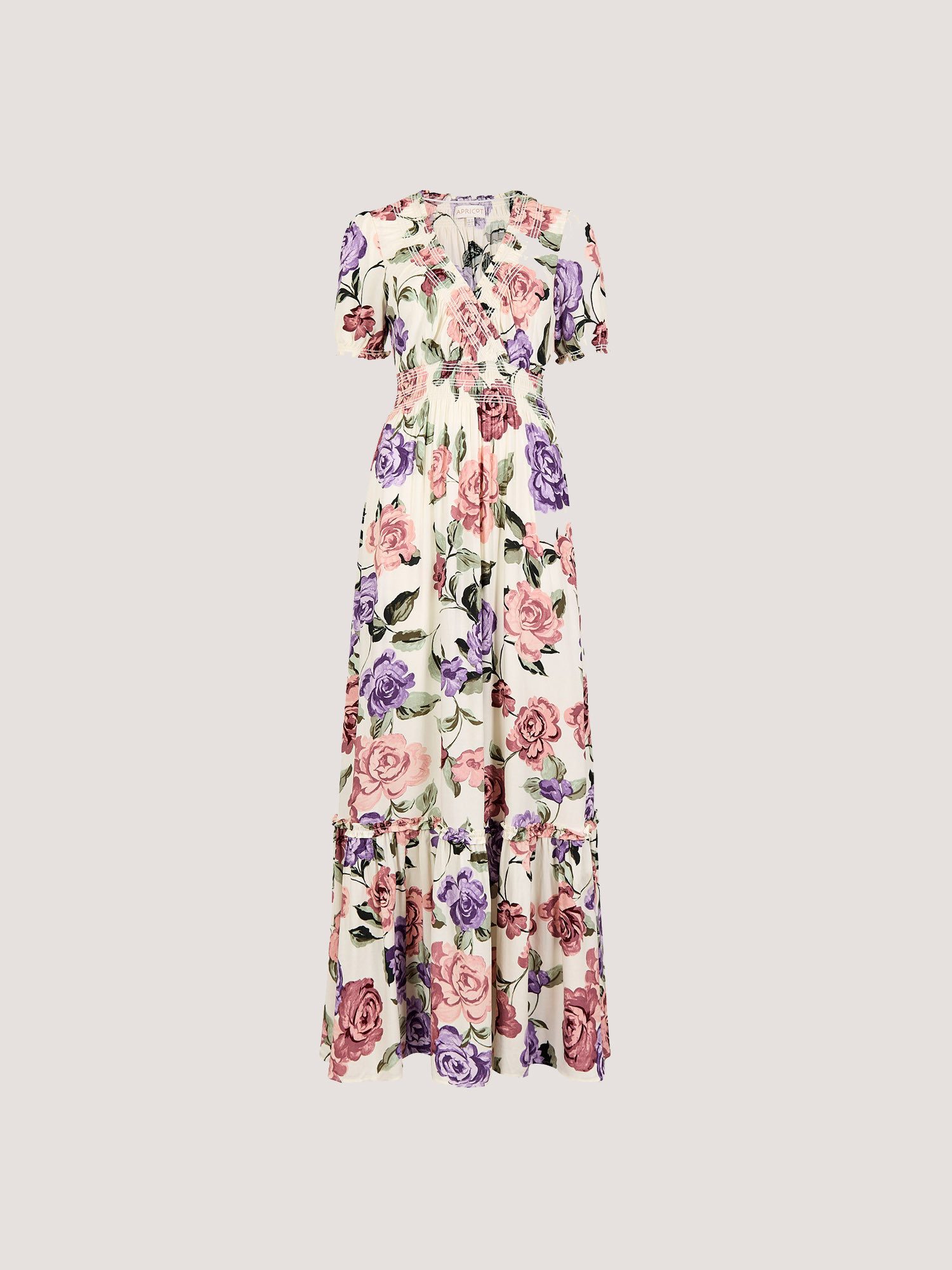 Apricot Maxikleid Chloe-Maxikleid mit Blumenmuster und Wickelausschnitt