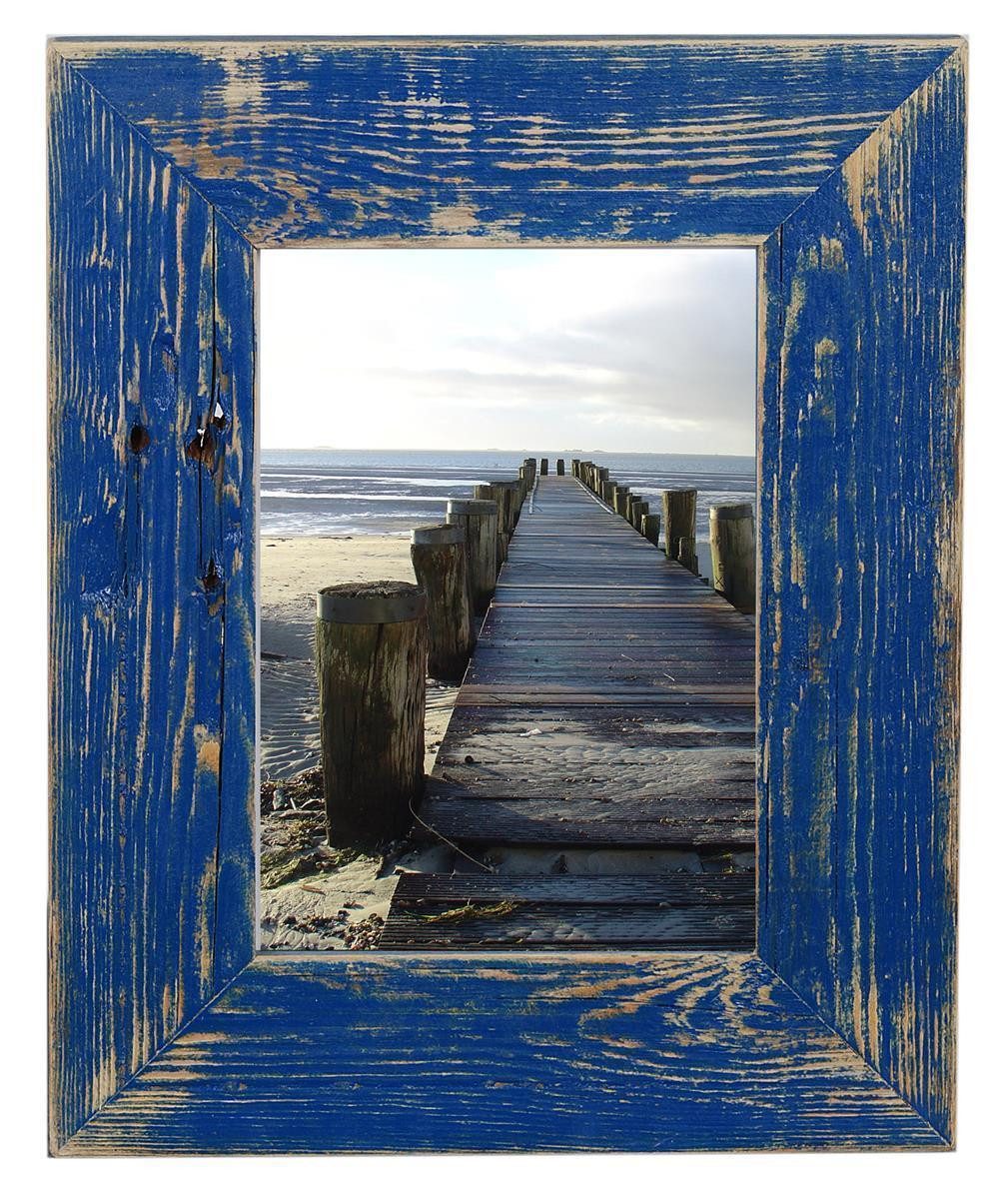 Mein Landhaus Bilderrahmen Mein Landhaus Bilderrahmen marineblau Altholz
