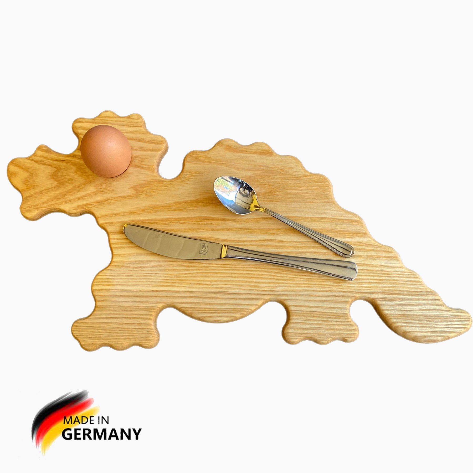spart Frühstücksbrett Made Ei Frühstücksbrettchen Drache Eschenholz, in Spielzeuge den 3er Loch, Eierbecher. Mit Set., Germany Madera (sparset, 3-St),