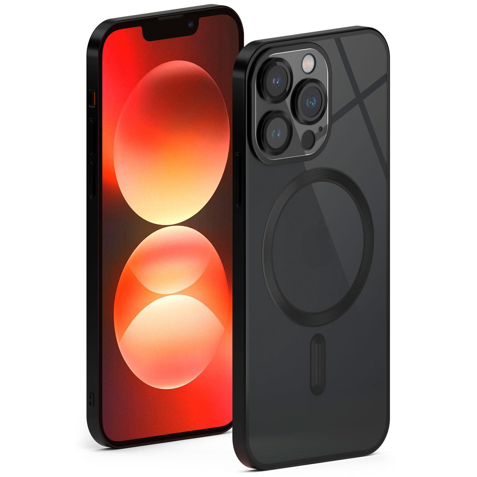 ONEFLOW Handyhülle für iPhone 12 Pro Hülle MagSafe Cover Aura Case Schwarz, Handy Schutz Hülle Silikon Case Back Cover durchsichtig Schutzhülle