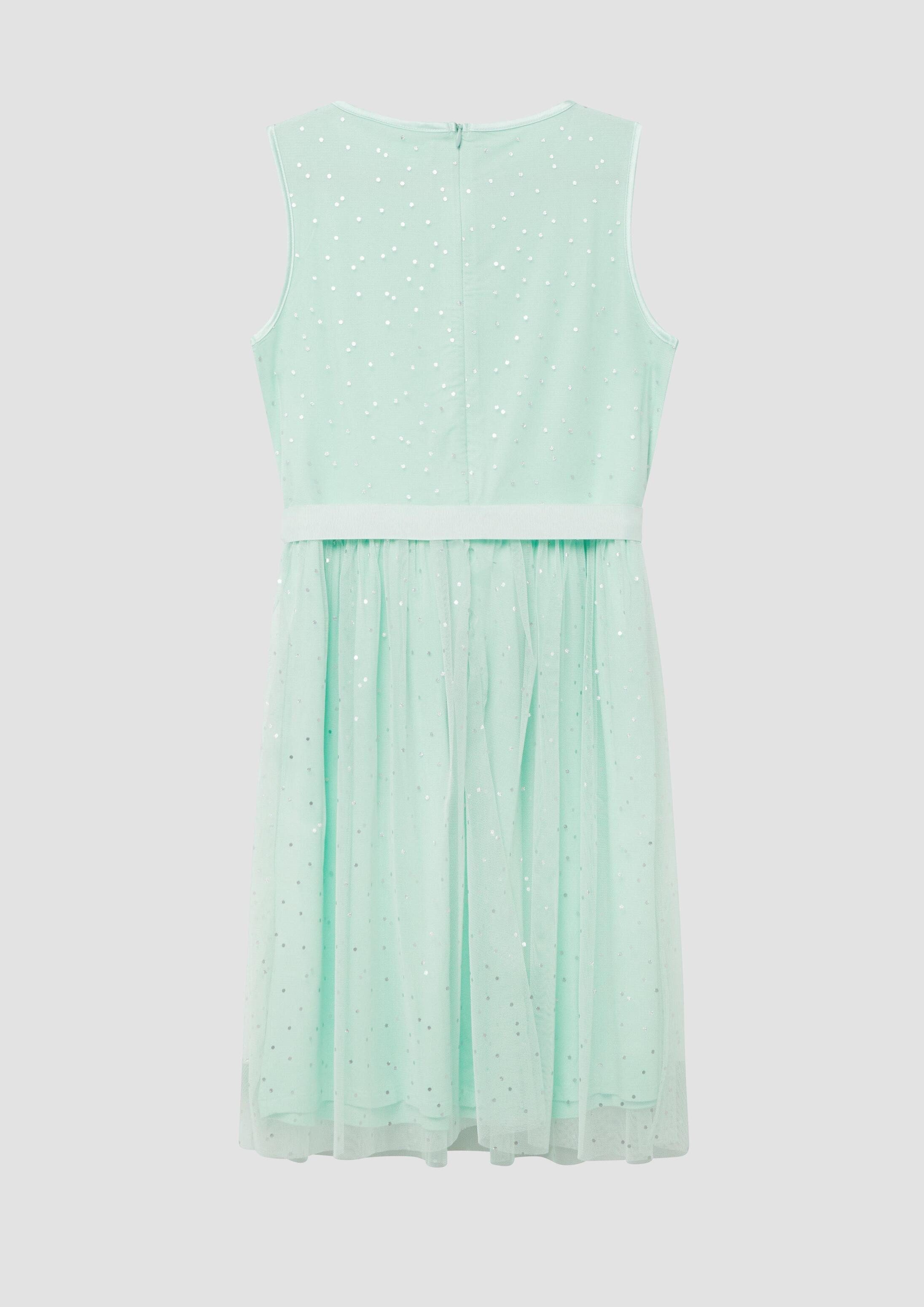 s.Oliver Minikleid Kleid Kurzes Kleid mit silbernen Punkten und Bindegürtel