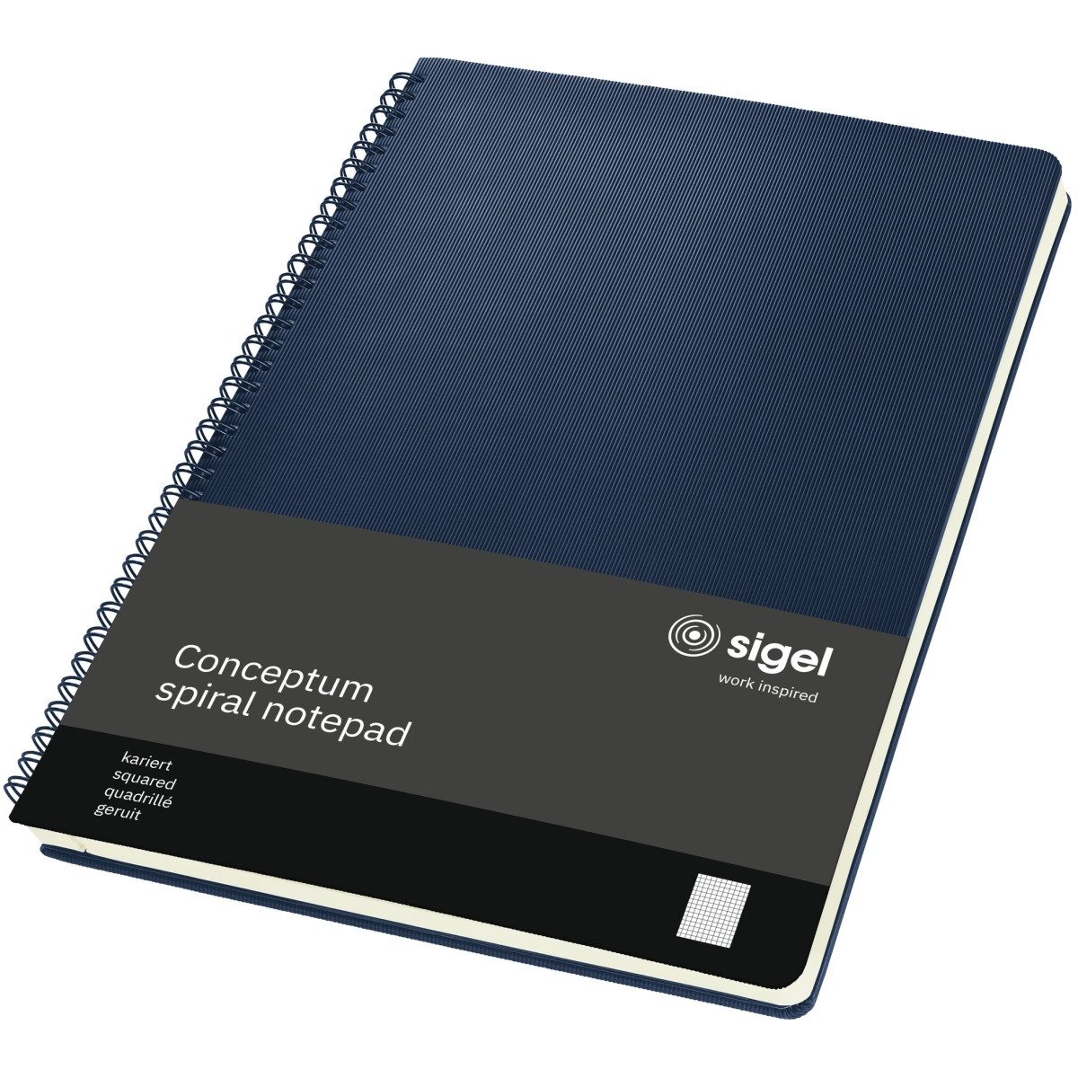 Sigel Notizbuch Spiralblock Conceptum ca. A4 160 S. Hardcover kariert 80g midnight blu