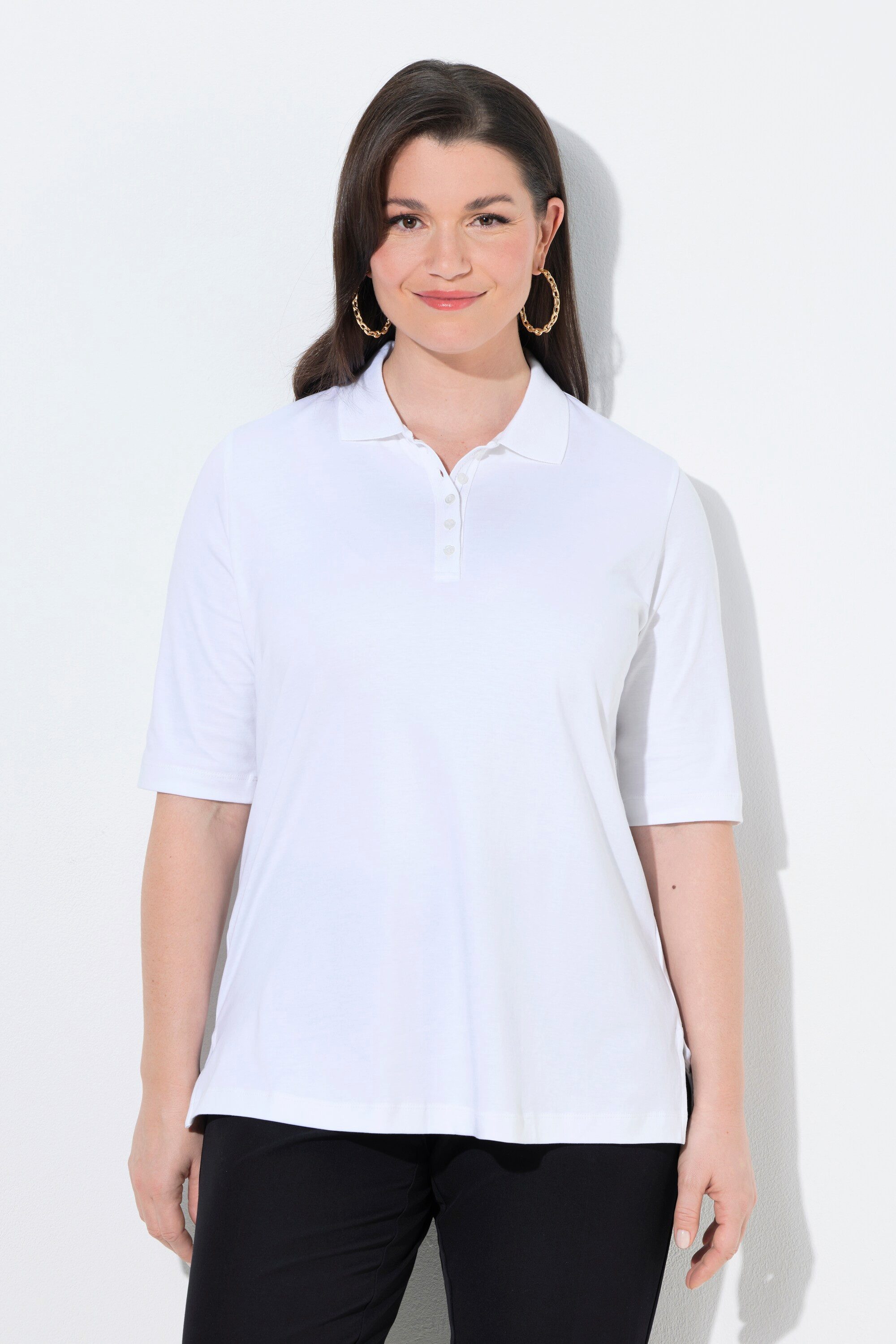 Ulla Popken Poloshirt Poloshirt Classic Pima Cotton Polokragen Halbarm