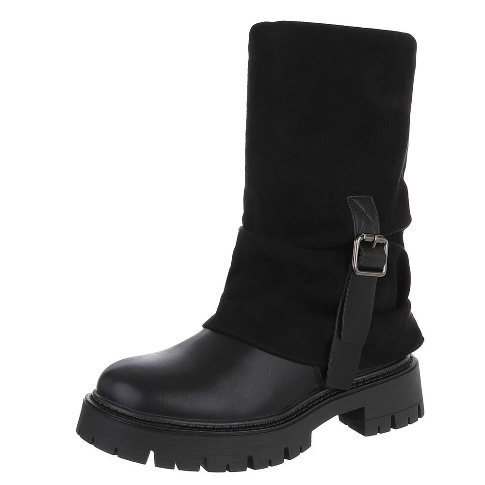 Ital-Design Modische Damenstiefel mit Gurt-Detail für günstig online kaufen