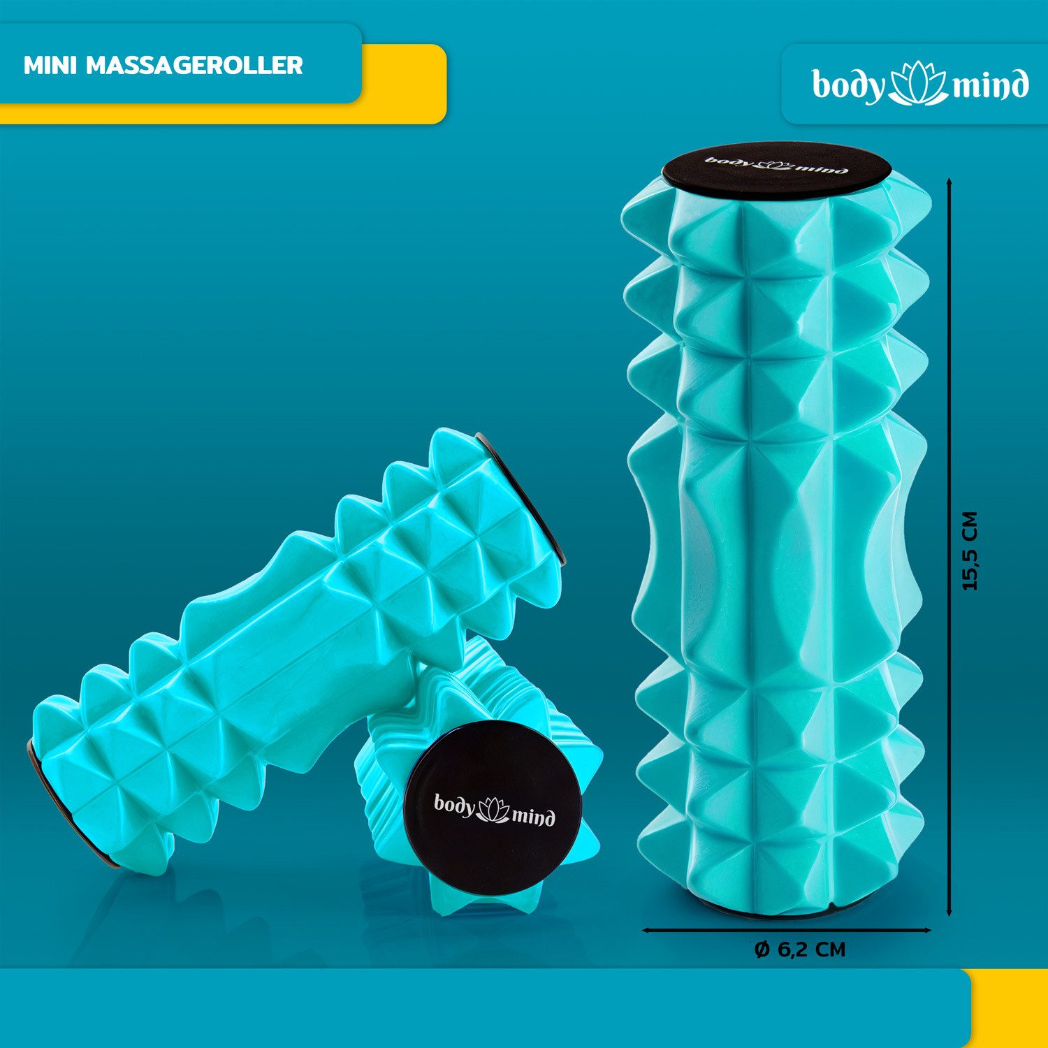Body & Mind Faszienrolle BODY & MIND Faszienrolle kompakt 15x6 cm für Rücken, Beine & Füße, für gezieltes Faszientraining, Ideal für Füße, Rücken, Beine & weitere Muskelgruppen, 15 x 6 cm
