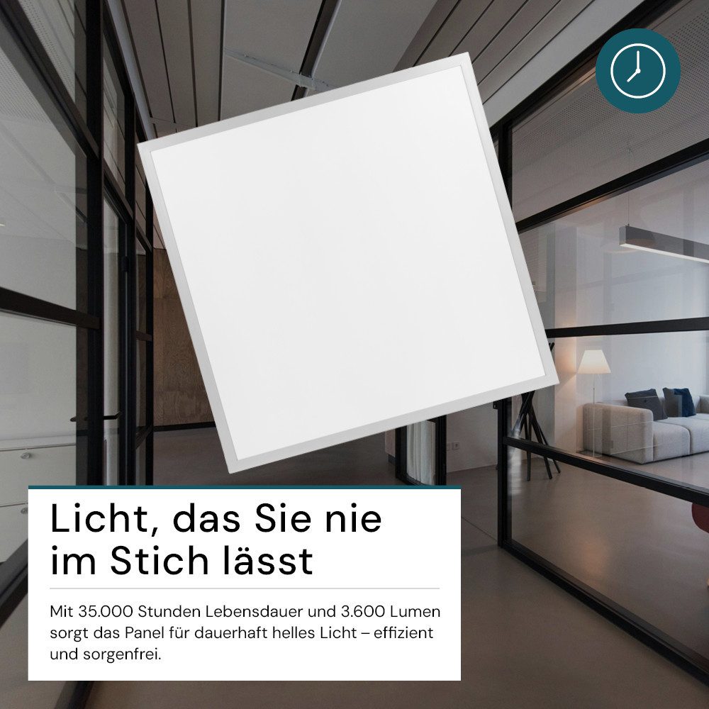 LUXULA LED Rasterleuchte 2er LED Pack Panel, 62x62 cm, 36W, 3600lm, 6000K, LED fest integriert, Kaltweiß