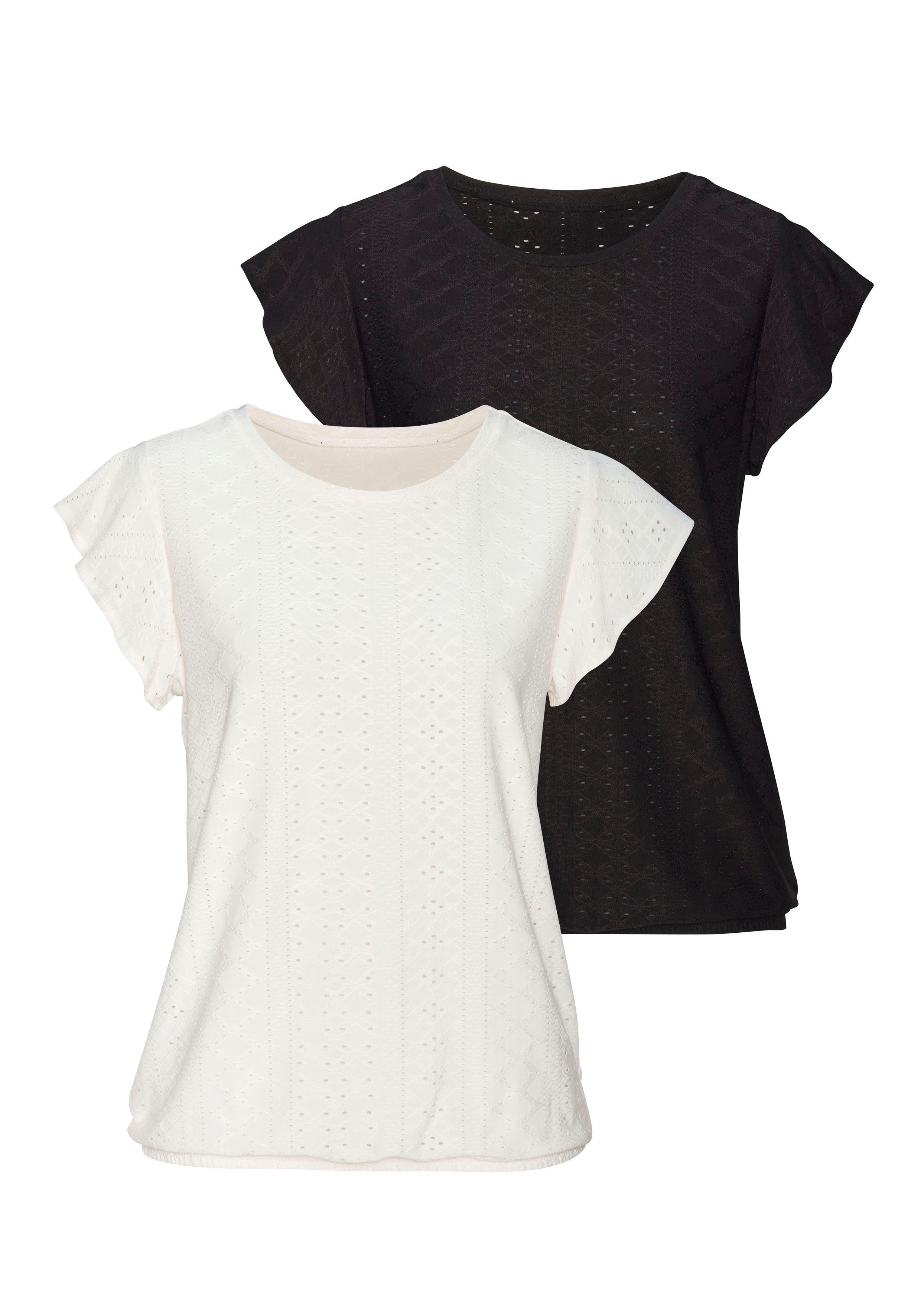Vivance Kurzarmshirt mit Lochstickerei (2er-Pack) aus günstig online kaufen