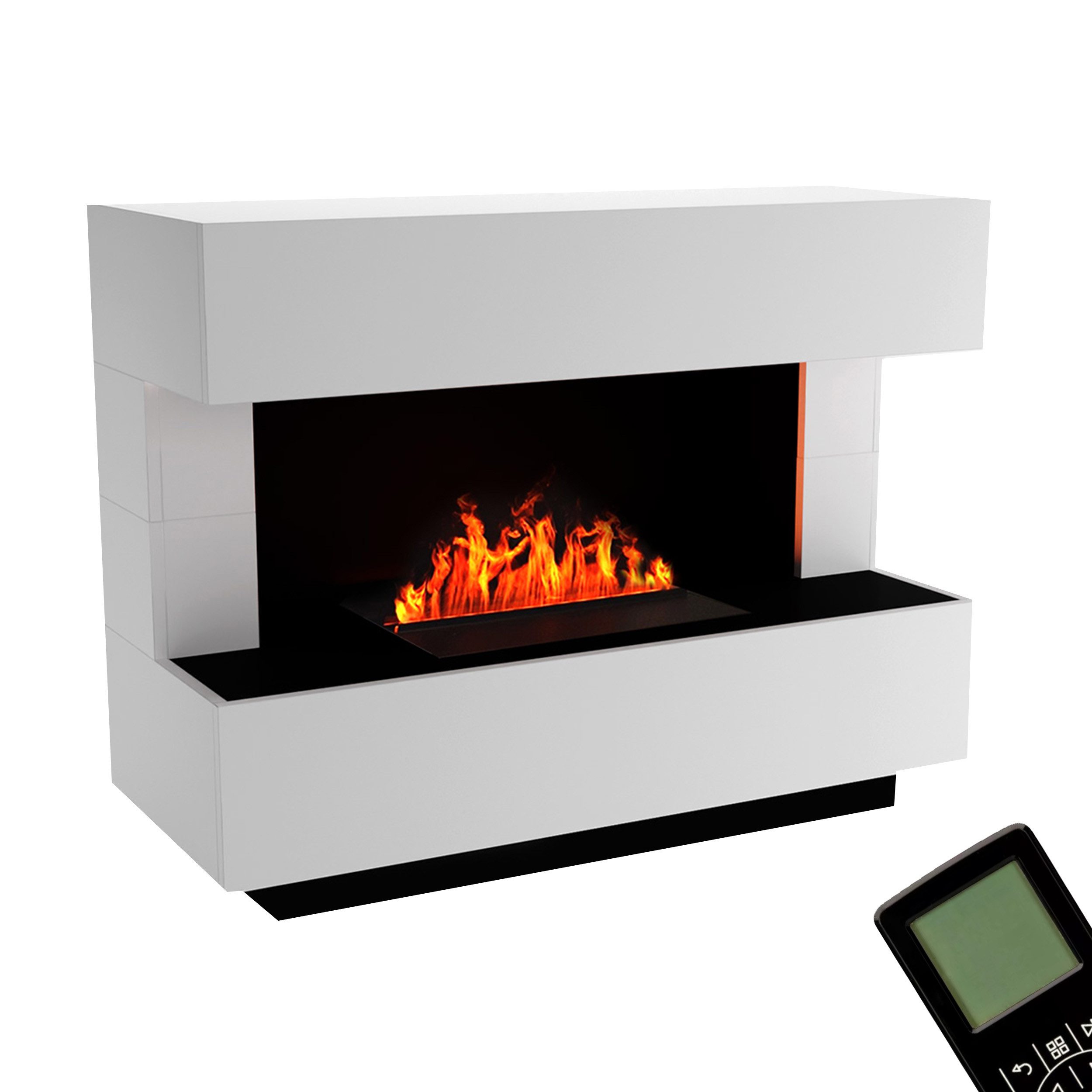 GLOW FIRE Elektrokamin Kant Wasserdampf Kamin, Elektrischer Kamin, Wasserdampfkamin mit 3D Feuer und Knisterfunktion