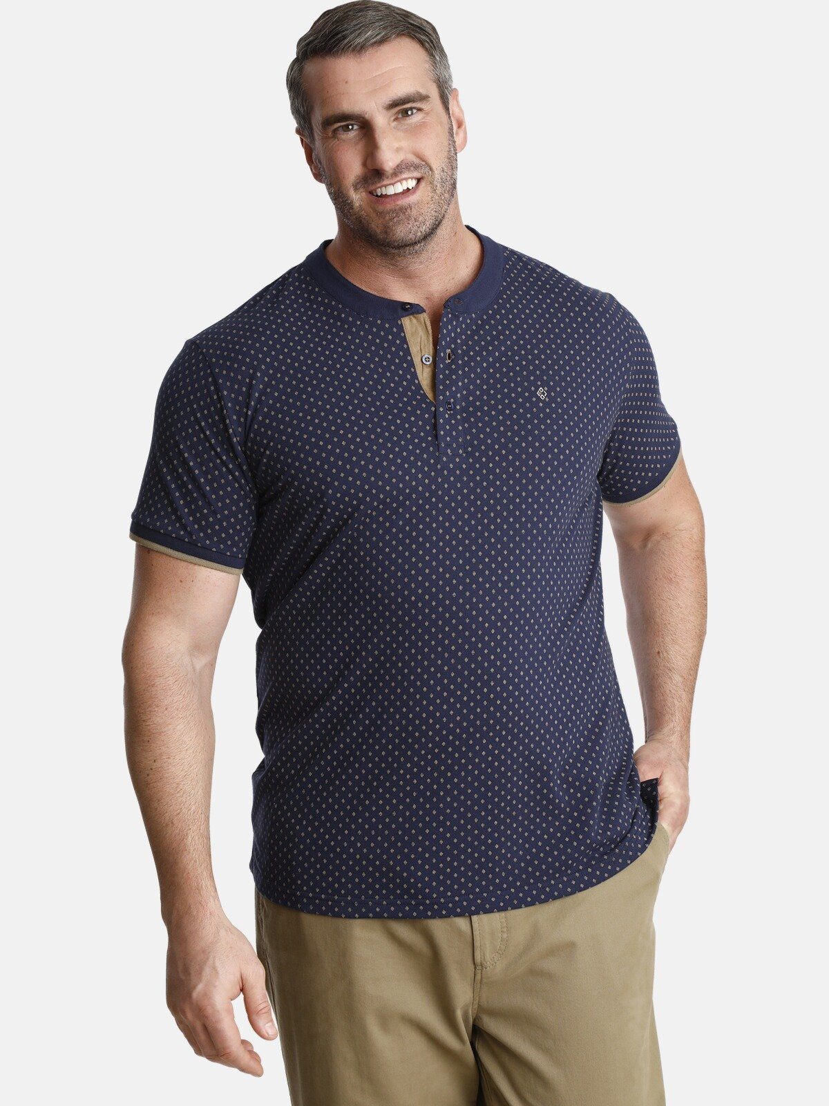 Charles Colby T-Shirt DUKE COLIN in minimal Rautendesign dunkelblau