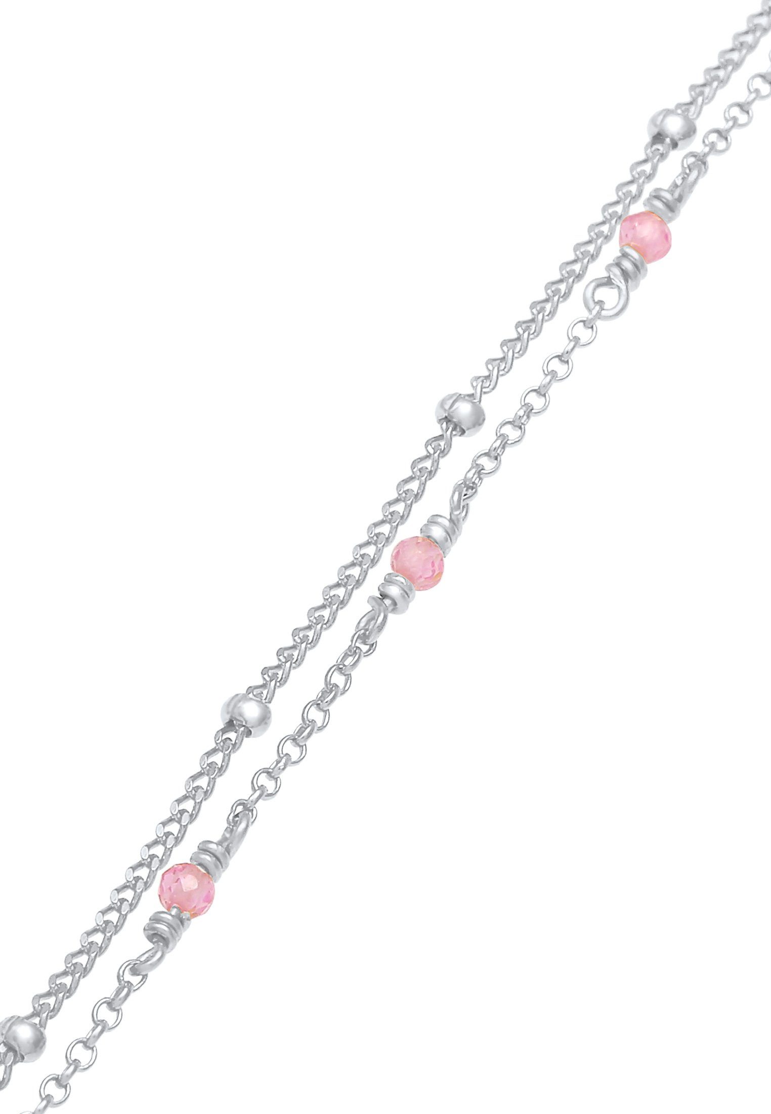 Armband Layer 925 Perlen Quarz Kugel Elli Silber Rosa