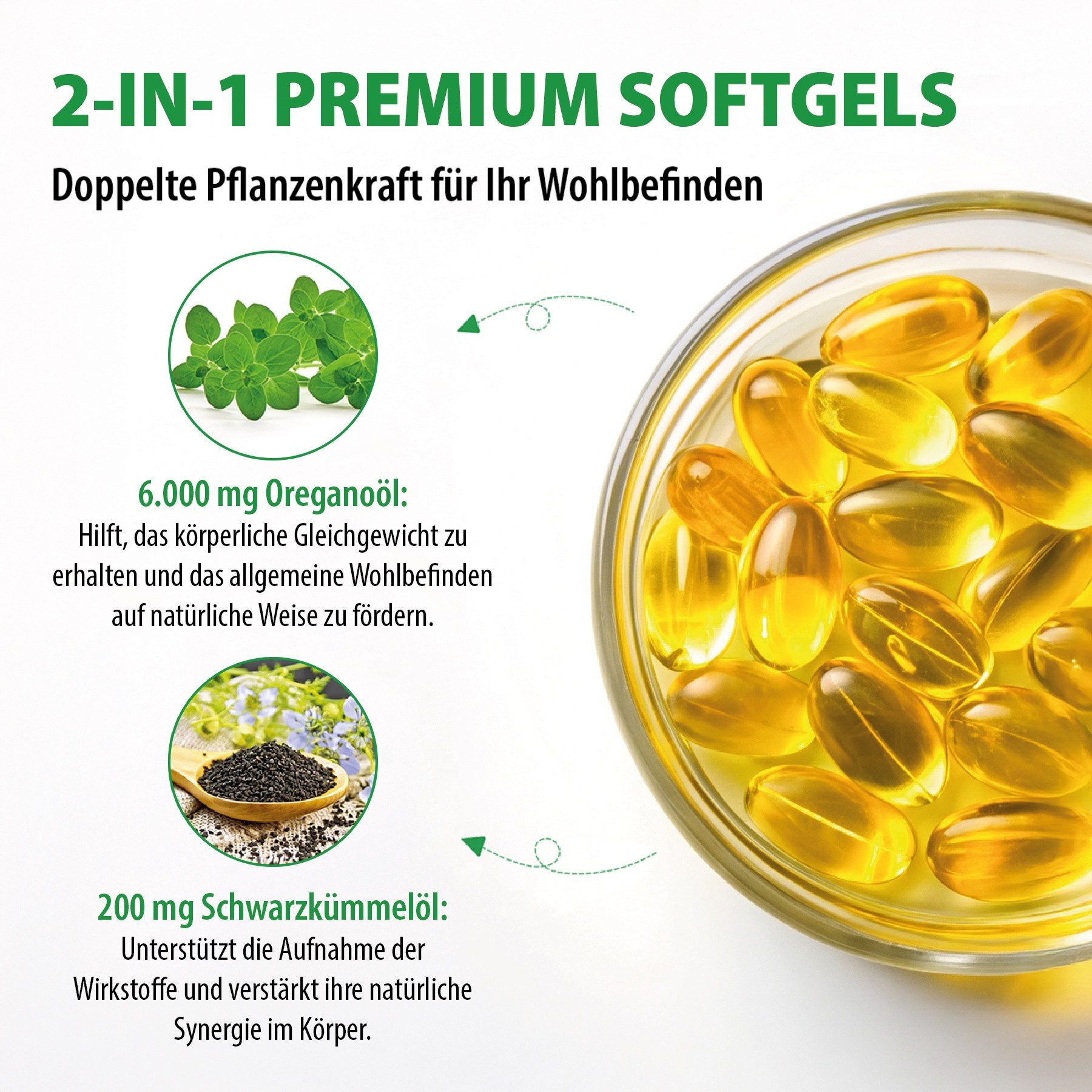 P-Beauty Cosmetic Accessories Oregano Öl 120 Softgels Kapseln 6000 mg 300mg Schwarzkümmelöl Softgels, 120 er, Ergänzungsmittel / Nahrungsergänzungskapseln, Oregano Öl, Kapseln