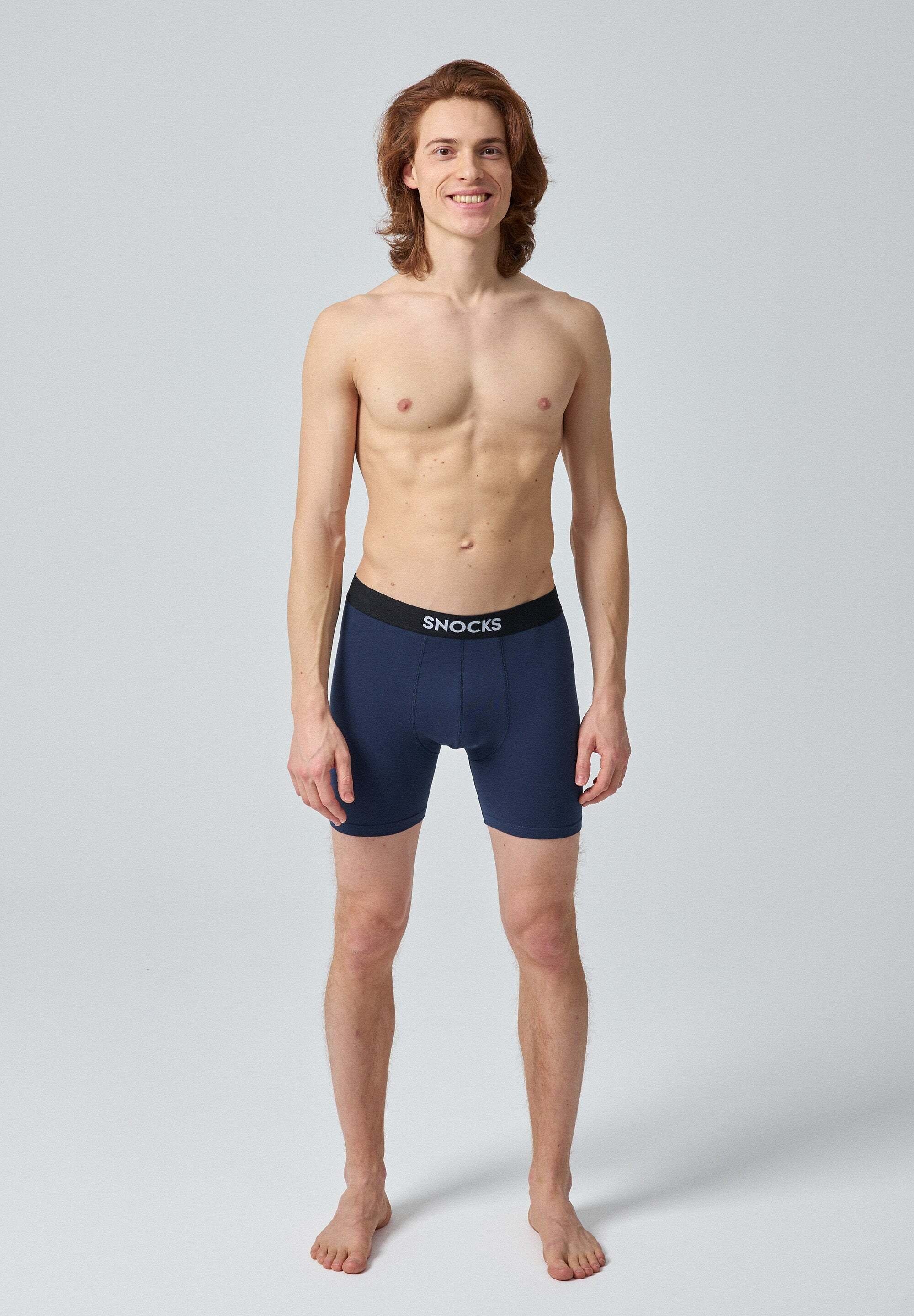 SNOCKS Boxershorts Enge Unterhosen mit längerem Bein Herren Männer (6-St) aus Bio-Baumwolle, ohne kratzenden Zettel, bequem durch längeres Bein – Bild 3 von 5