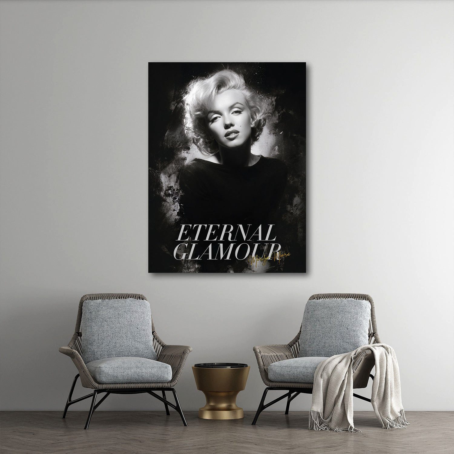Artedinoi Leinwandbild Marilyn Porträt schwarz weiß Leinwandbild Wandbild Kunstdruck XL Wandd, Marilyn Monroe in Schwarz-Weiß
