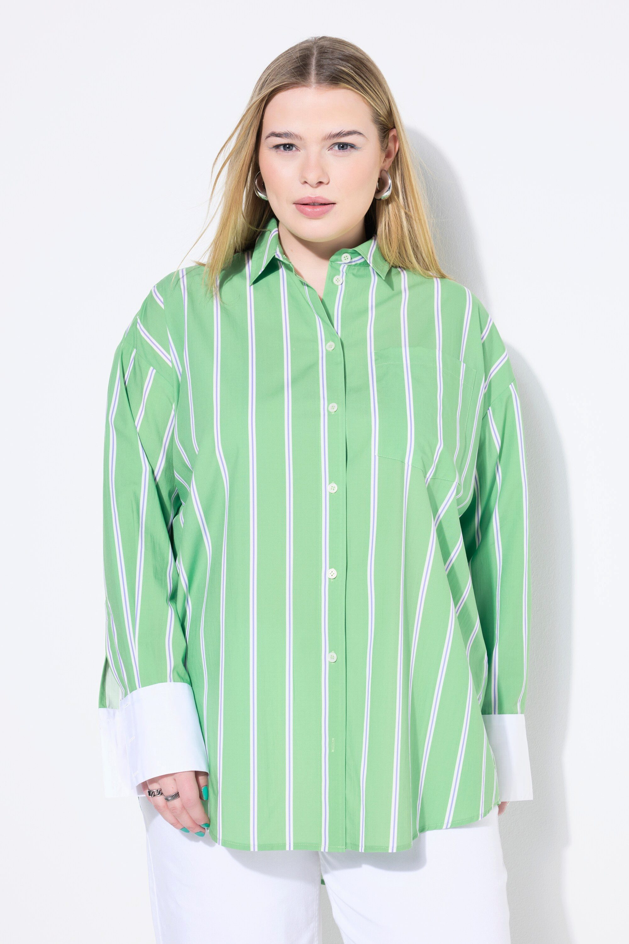 Hemdbluse Hemdbluse oversized Streifen Langarm