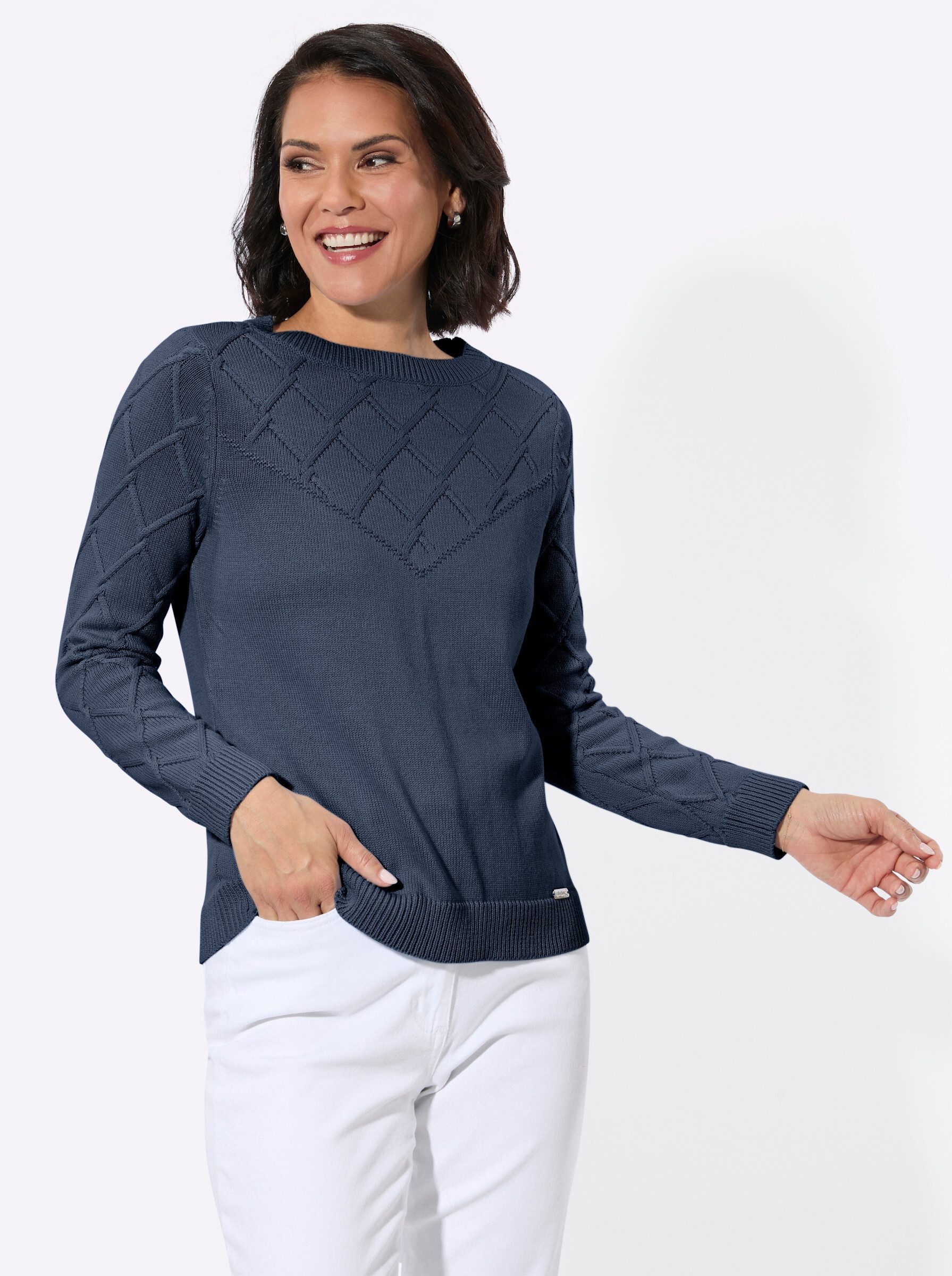 Witt Strickpullover U-Boot-Pullover Langarm Strukturstrick