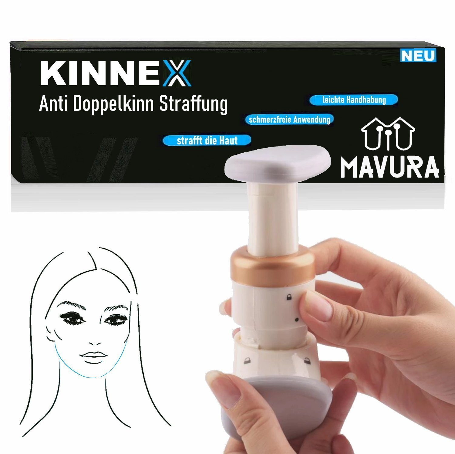 MAVURA Mini-Heimtrainer KINNEX Doppelkinn Entferner Anti Doppelkinn Kinn Straffung Lifting, Trainer Kinnstraffer Halstrainer Halsmuskulatur