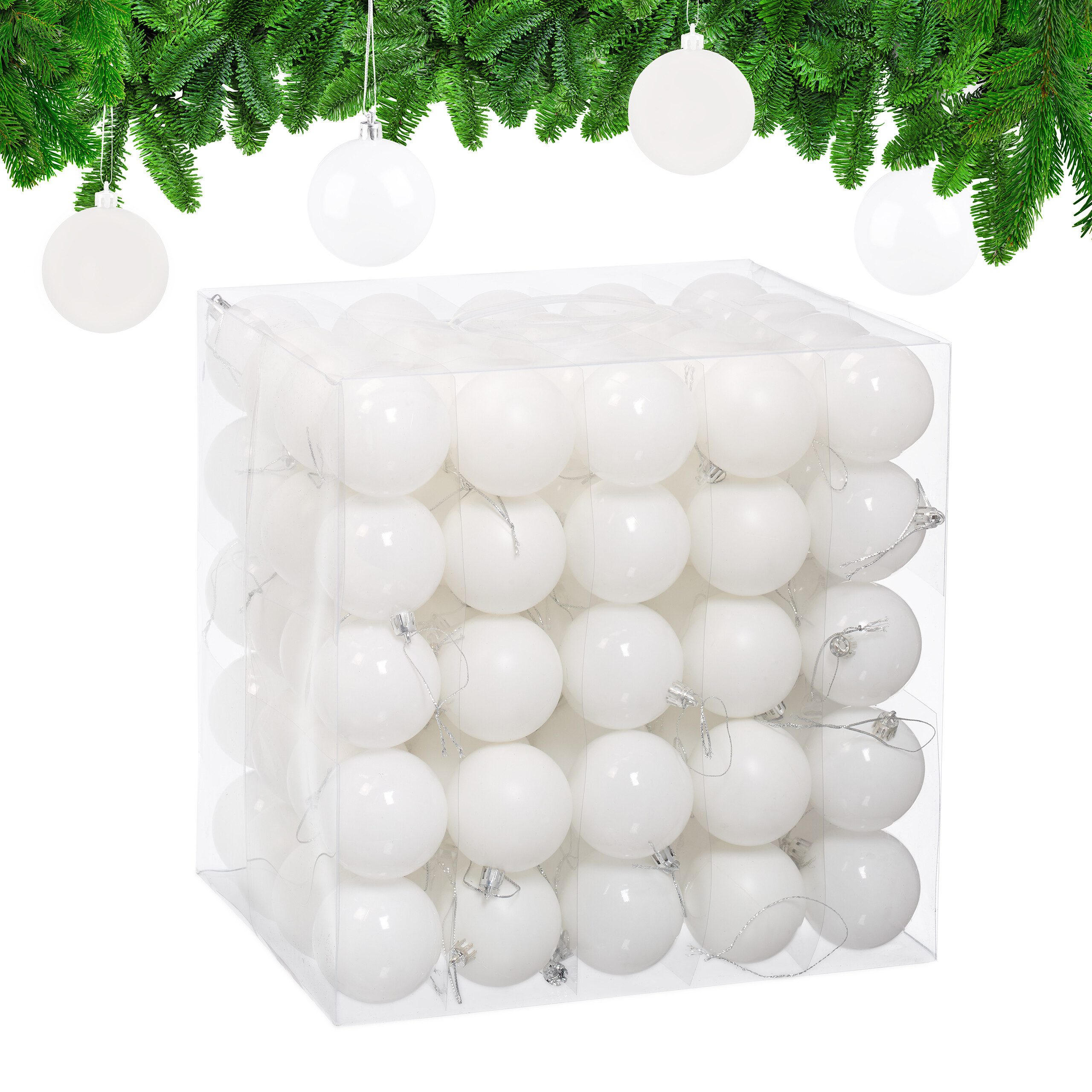 relaxdays Weihnachtsbaumkugel Weihnachtskugeln 100er Set (100 St), weiß