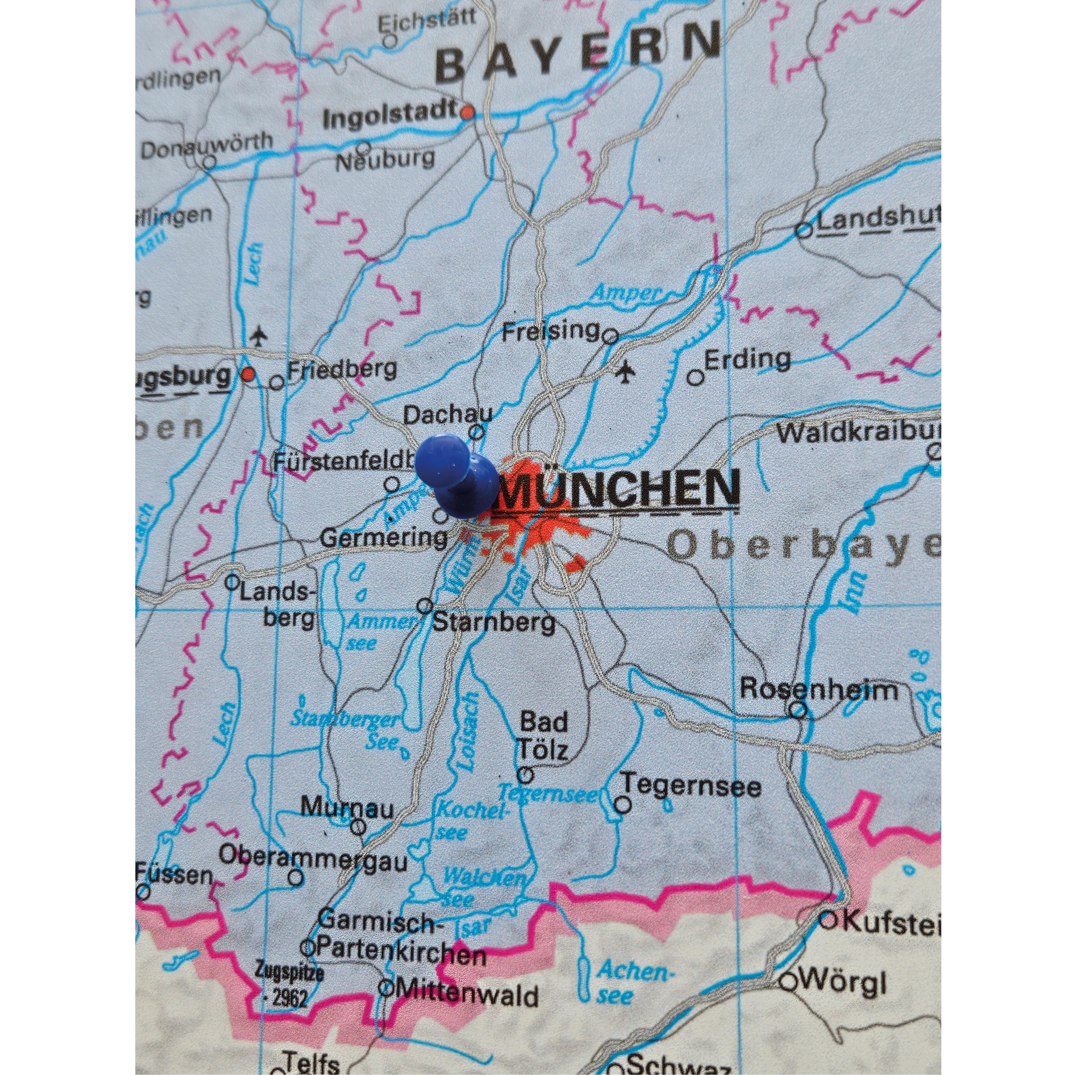 STIEFEL Pinnwand Deutschland PLZ-Karte zum Pinnen auf EasyPrint-Platte, 80 x 105 cm