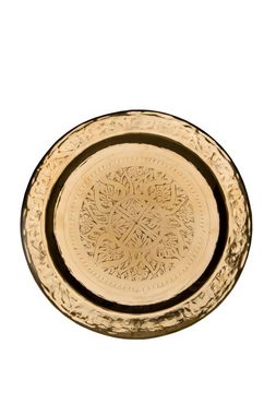 Marrakesch Orient & Mediterran Interior Kerzenhalter Orientalisches Messingtablett + 6 Messing Kerzenständer Osman, Handarbeit