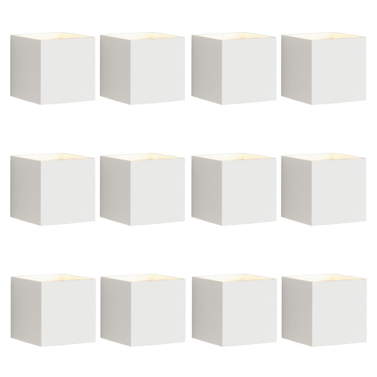casa NOVA LED Außen-Wandleuchte CUBI, 2-flammig, Weiß, Aluminium, IP54, 12er Set, einstellbarer Strahlwinkel, LED fest integriert, Warmweiß, B 10 x H 10 cm