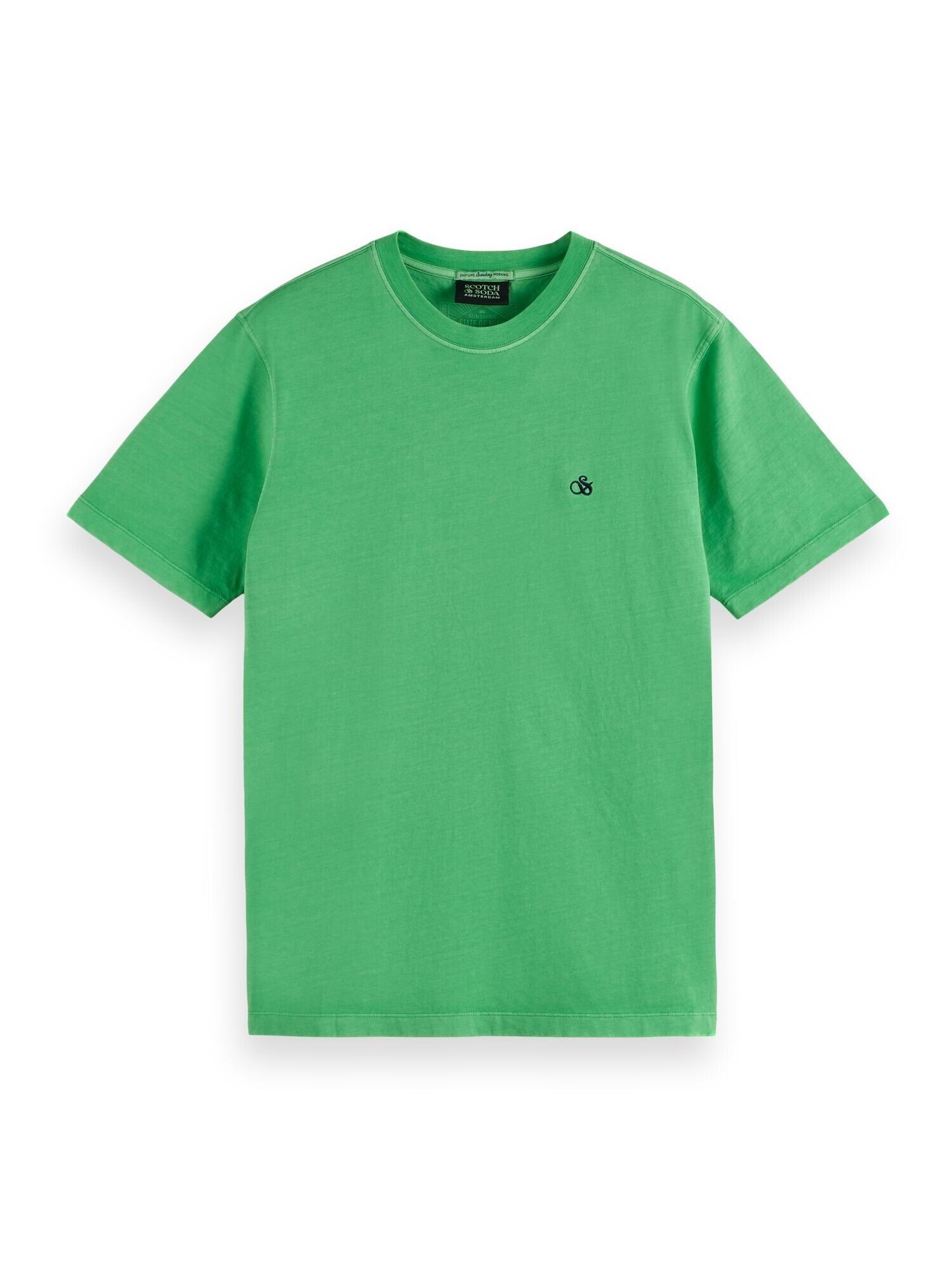 T-Shirt Shirt Kurzarmshirt Logo-Stitching (1-tlg) (43) Rundhals mit & Soda und Scotch grün
