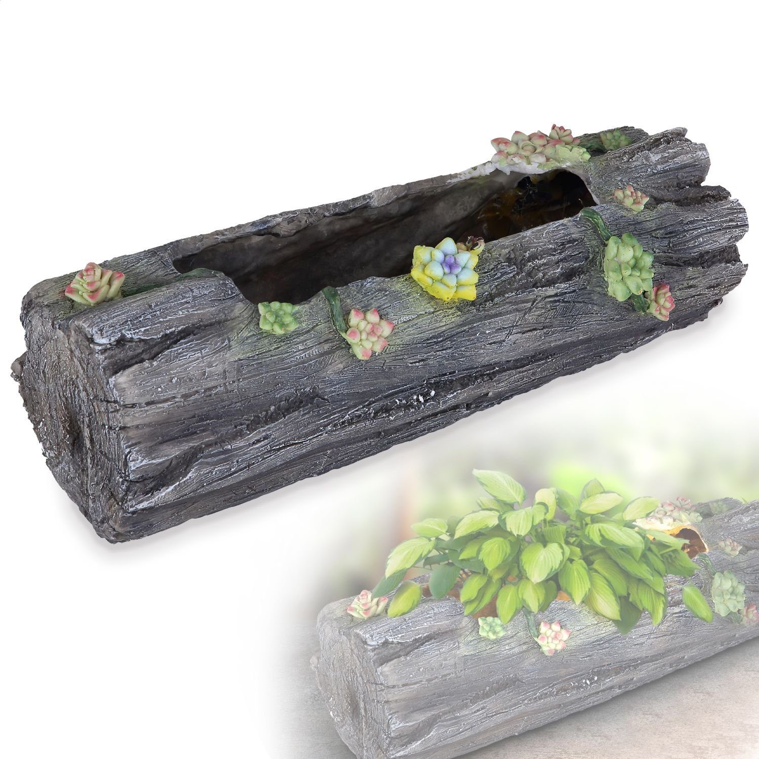 bmf-versand LED Solarleuchte Solarleuchte Garten Baumstamm Solarlampe Außen Leuchte Solar mit, Schalter, Blumentopf, zum Bepflanzen, LED fest integriert, warmweiß, Gartendeko, Gartenleuchte, Dekoleuchte, Tischleuchte