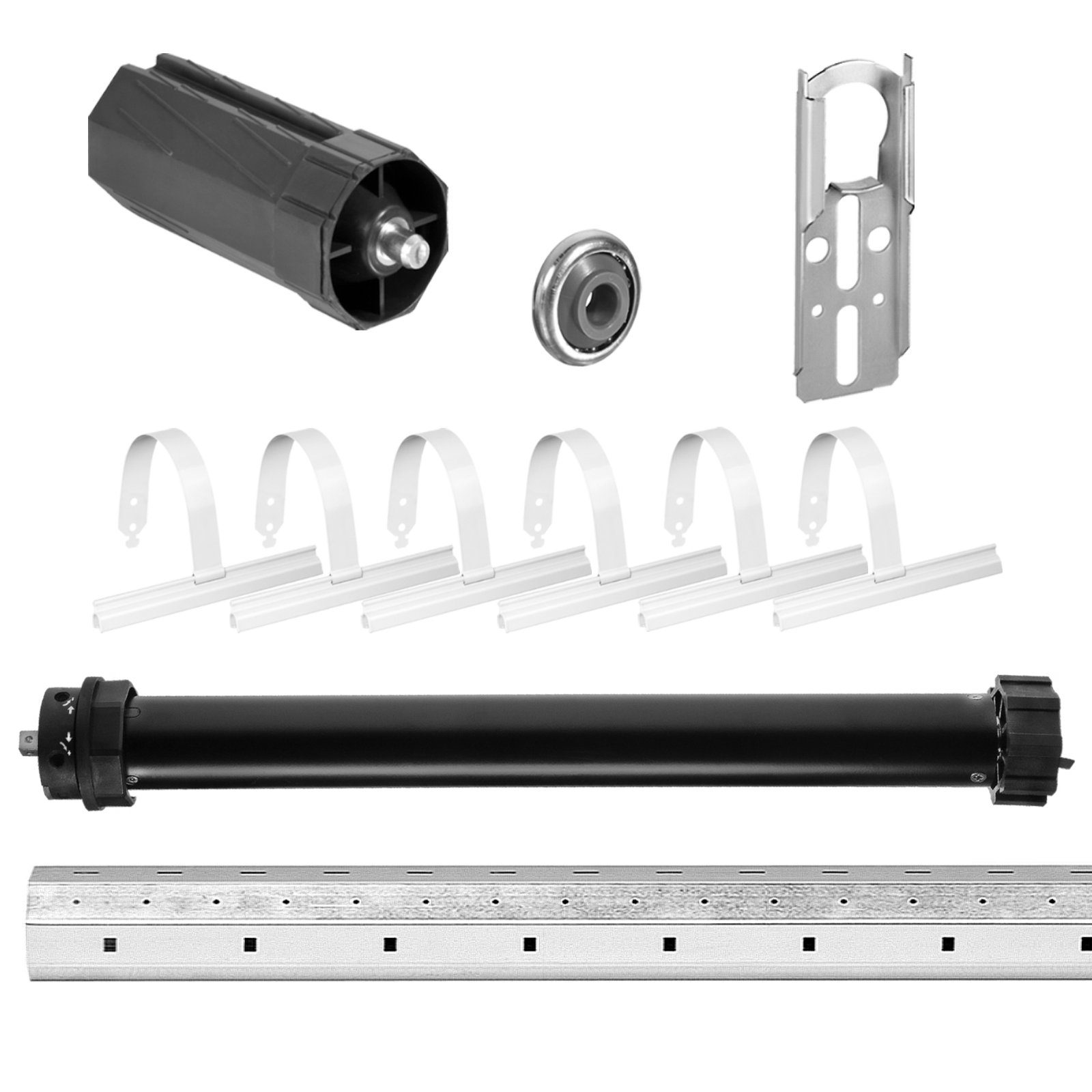 Nobily Achtkantwelle Rollladen-Set mit Maxi Rollladenmotor, Mechanik-Set, Komplett-Set, 6-St., 10Nm/ 25kg