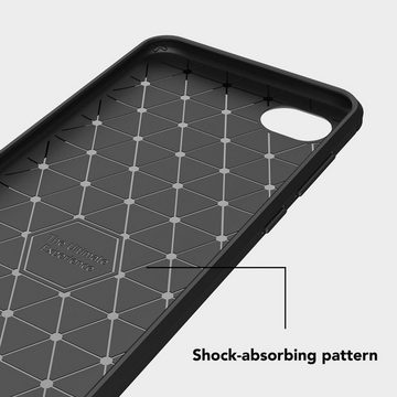 Nalia Smartphone-Hülle HTC Desire 12, Carbon Look Silikon Hülle / Matt Schwarz / Rutschfest / Karbon Optik