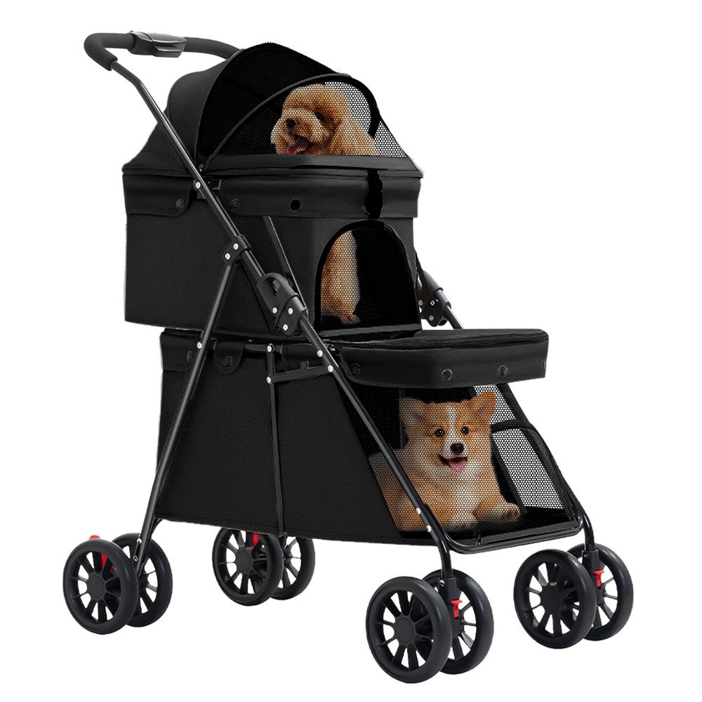 JEOBEST Hundebuggy Kinderwagen für Katzen/Hunde, Leicht Faltbar, Doppelter Hundebuggy, Haustiere Buggy bis 30 kg