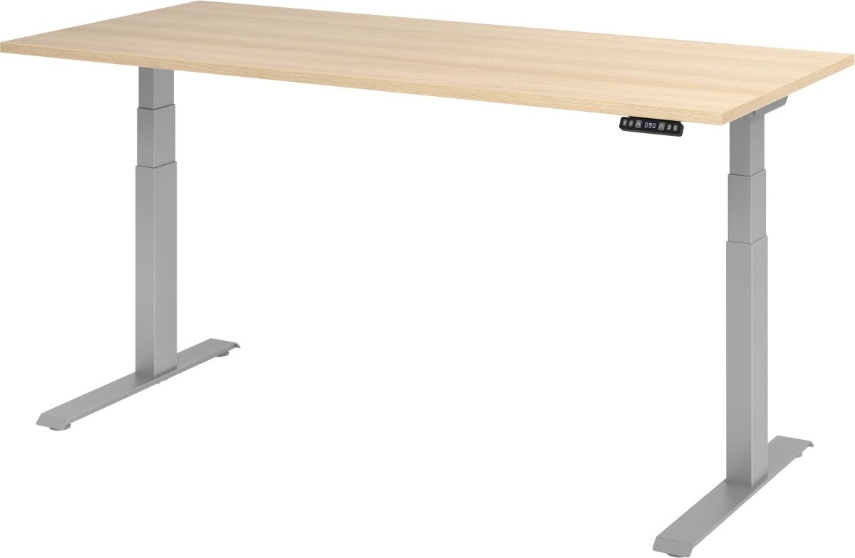 Schreibtisch Sitz-Steh-Schreibtisch elektrisch 180x80cm Eiche/Silber
