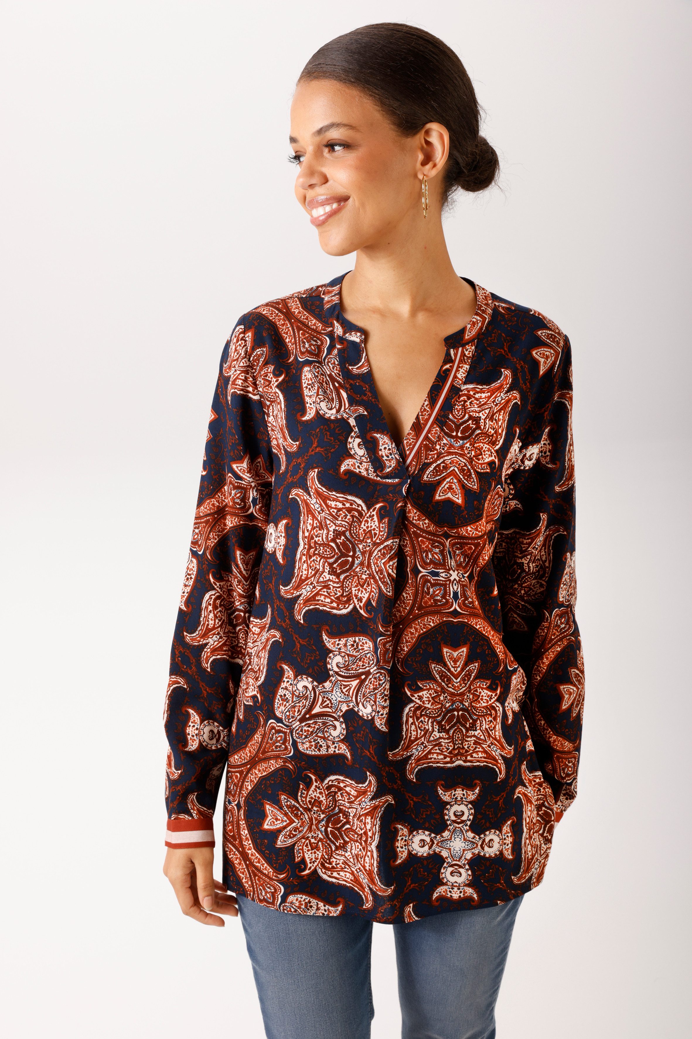 Aniston CASUAL Schlupfbluse mit fantasievollen Ornamenten bedruckt - NEUE KOLLEKTION