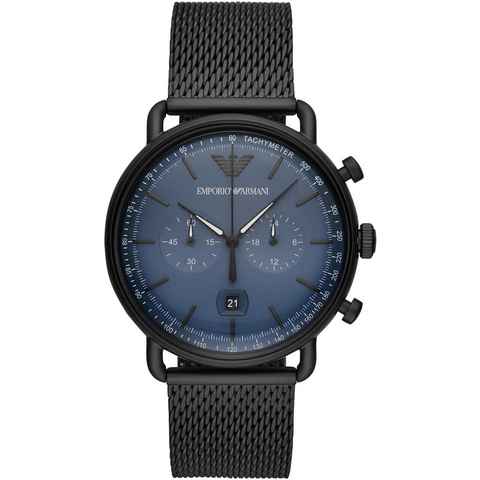 Emporio Armani Chronograph AR11201, Quarzuhr, Armbanduhr, Herren, Stoppfunktion, Datum, 12/24-Std.-Anzeige